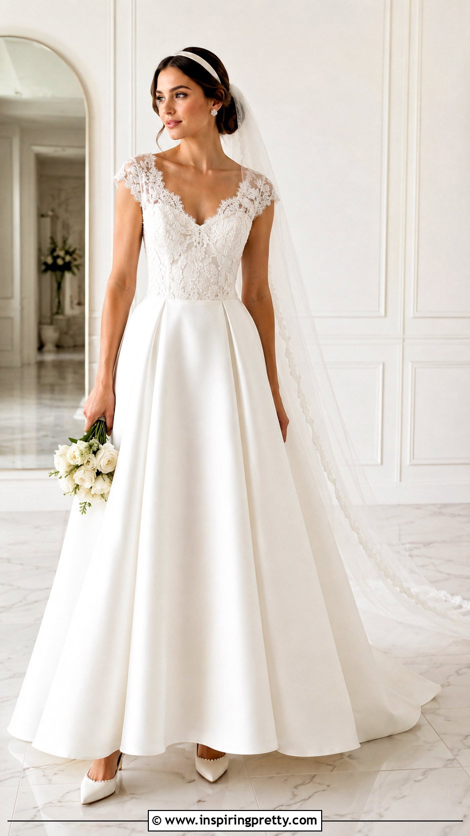 Scalloped Lace Top With Organza Wedding Skirt - 20 Bridal Lace Top Separate outfit ideas