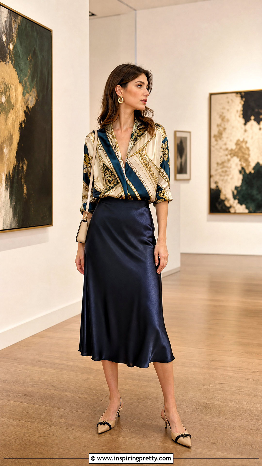 Scarf Printed Top With Satin Skirt - 50 printed tops for women