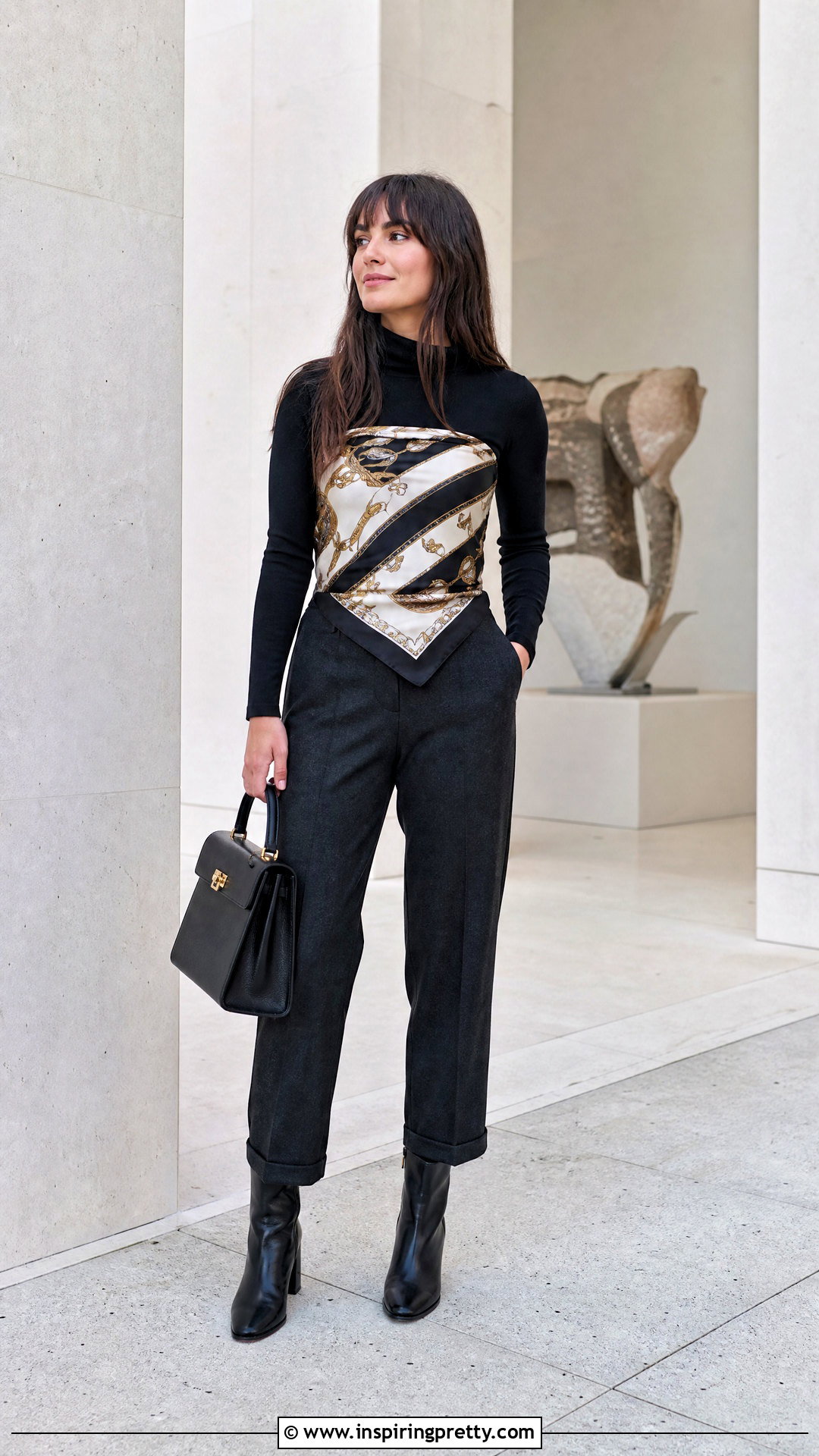 Scarf Top Over a Long Sleeve Top - 50 scarf top outfit ideas