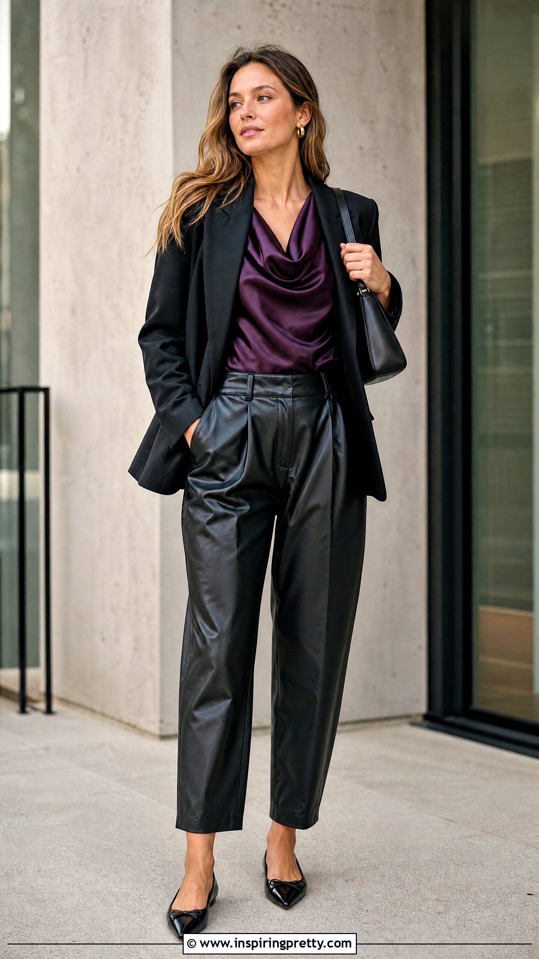 Scarf Top With Faux Leather Pants - 50 scarf top ideas