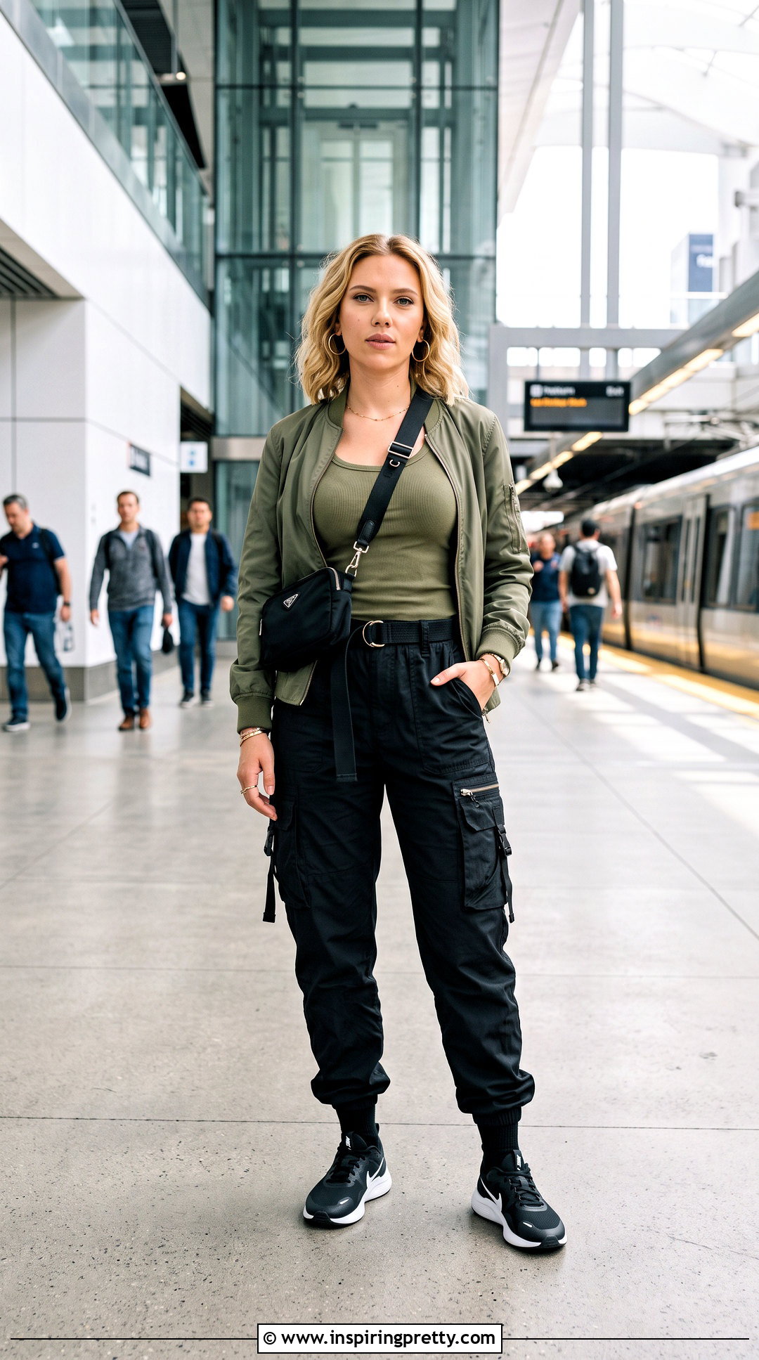 Scarlett Johansson Olive Tank Top With Cargo Pants - 25 scarlett johansson tank top outfit ideas