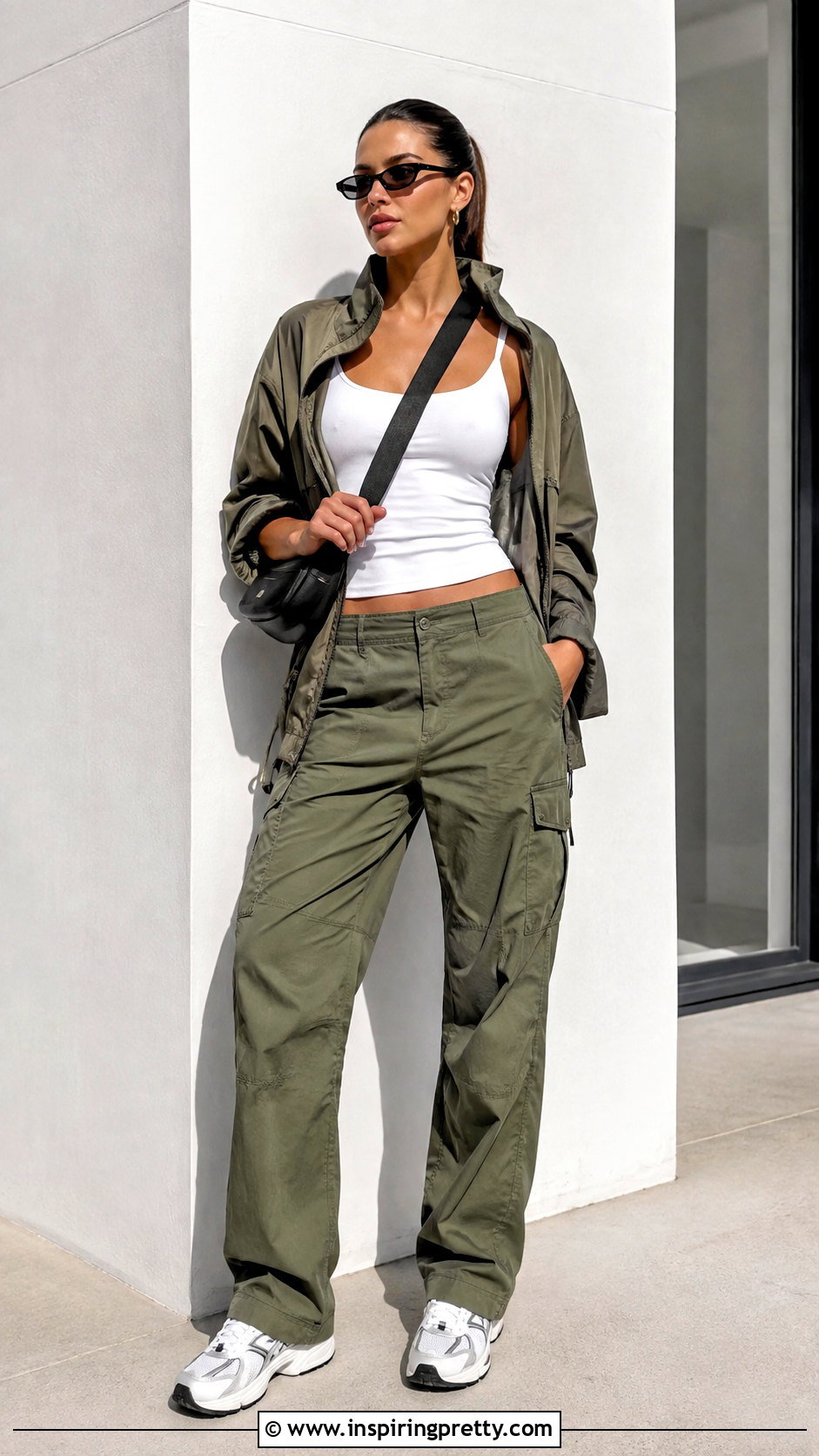 Scoop Neck Cami Top With Cargo Pants - 25 scoop neck cami top outfit ideas