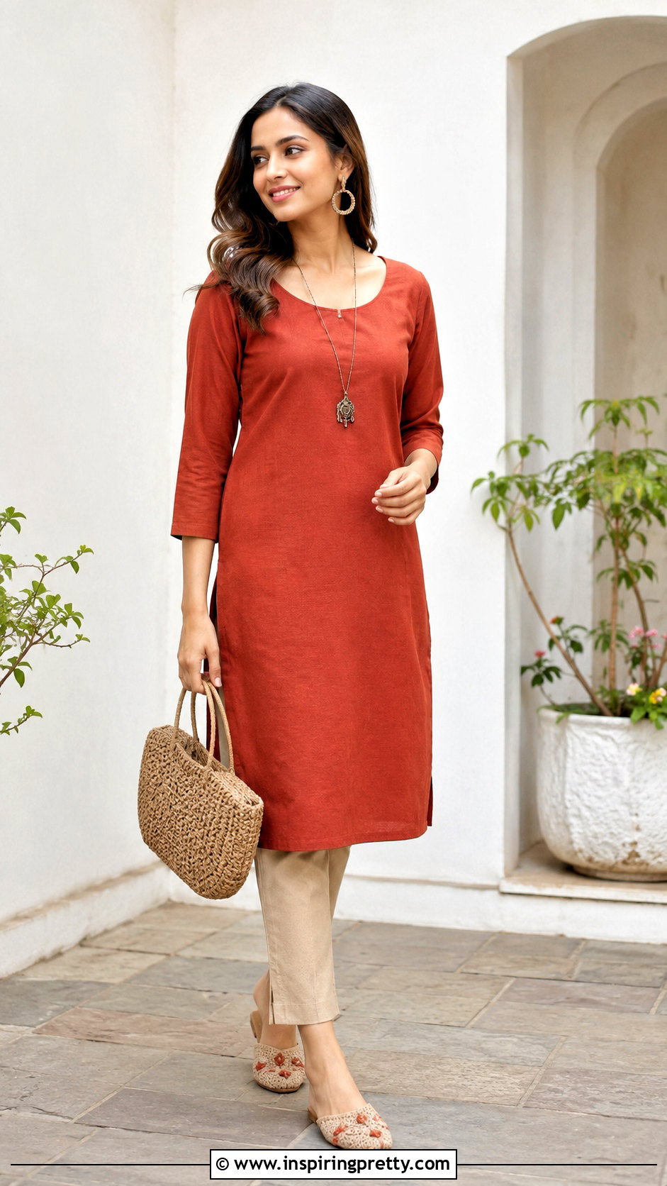 Scoop Neck Kurti With Cigarette Pants - 50 top neck designs