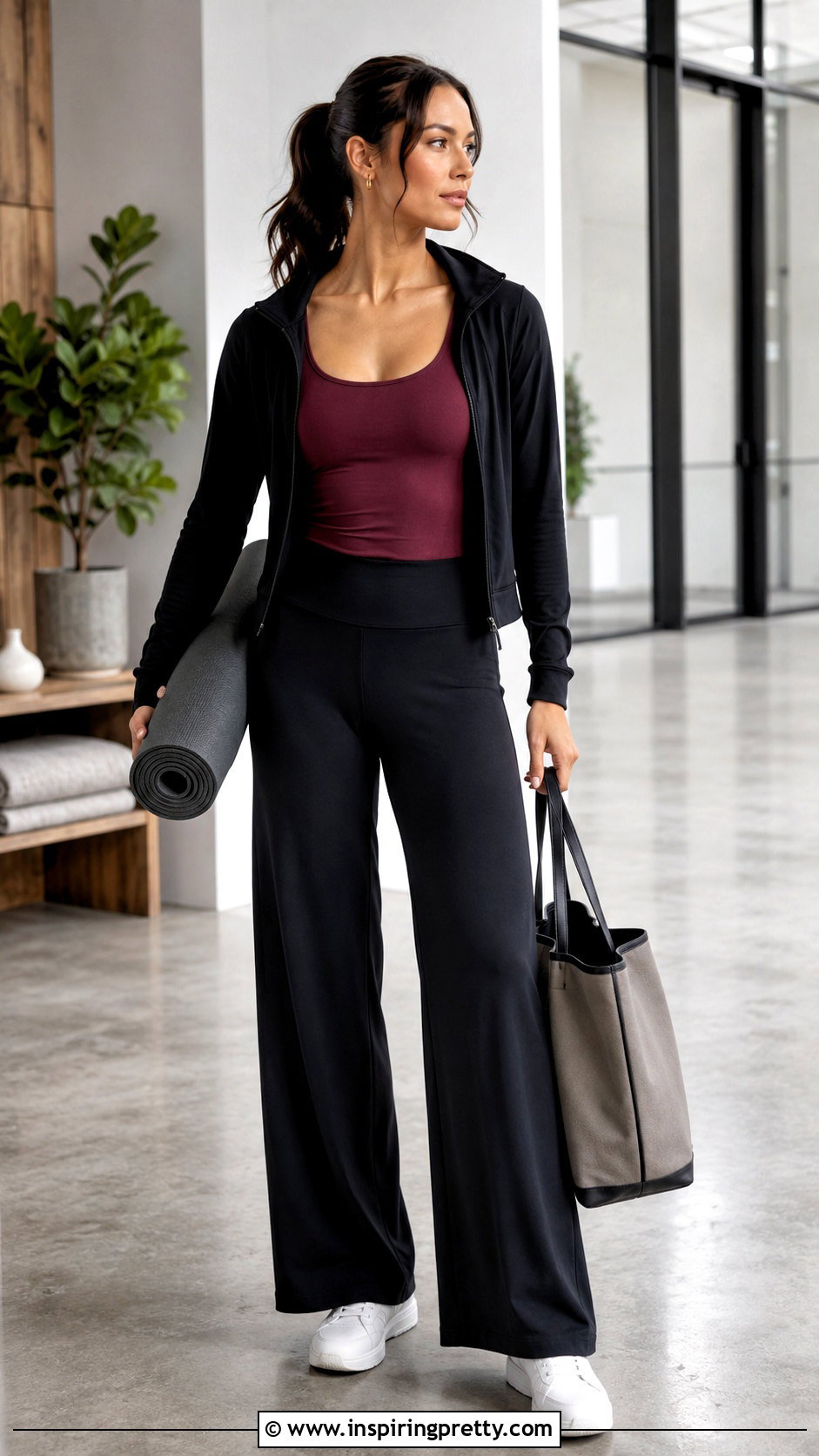 Scoop Neck Workout Top With Wide Leg Pants - 20 best amazon workout tops outfit ideas