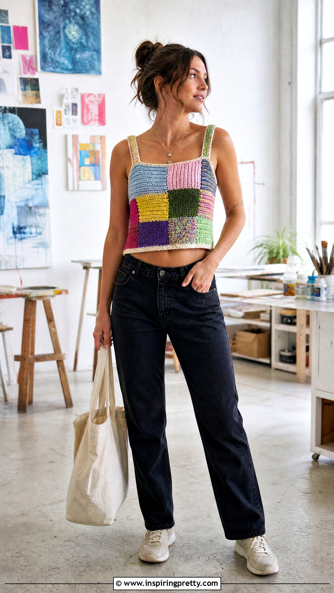 Scrap Yarn Patchwork Knit Crop Top - 20 Diy Knit Crop Top Tutorials
