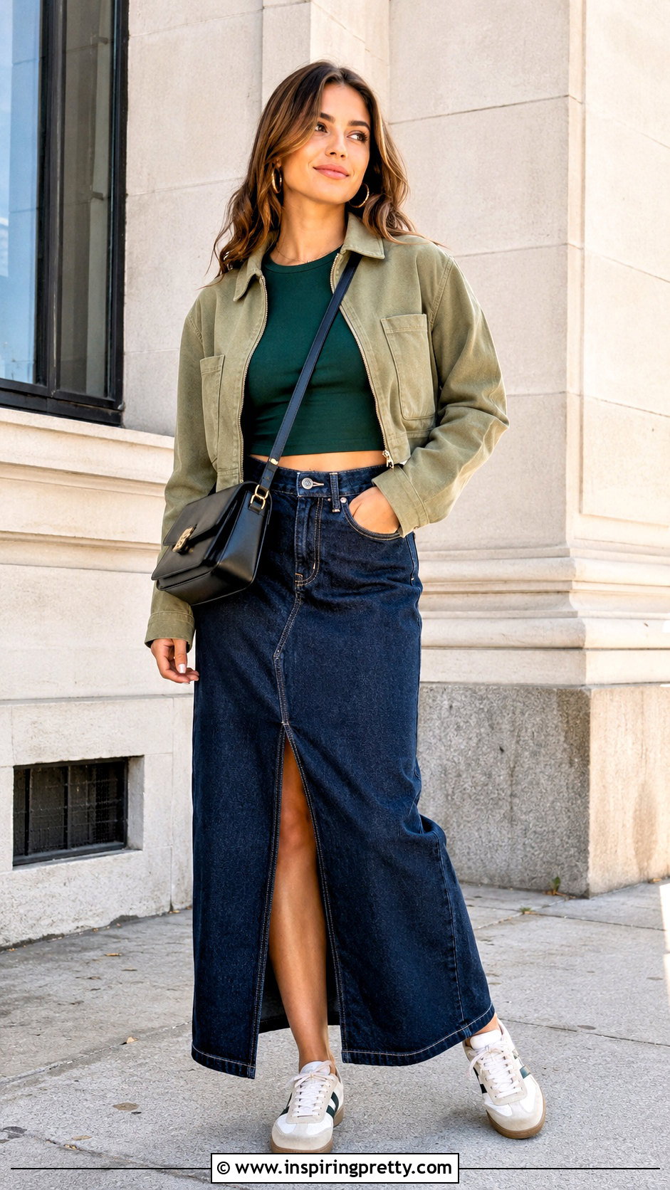 Sculpt Cropped Tank Top With Denim Maxi Skirt - 20 Sculpt Cropped Tank Top outfit ideas
