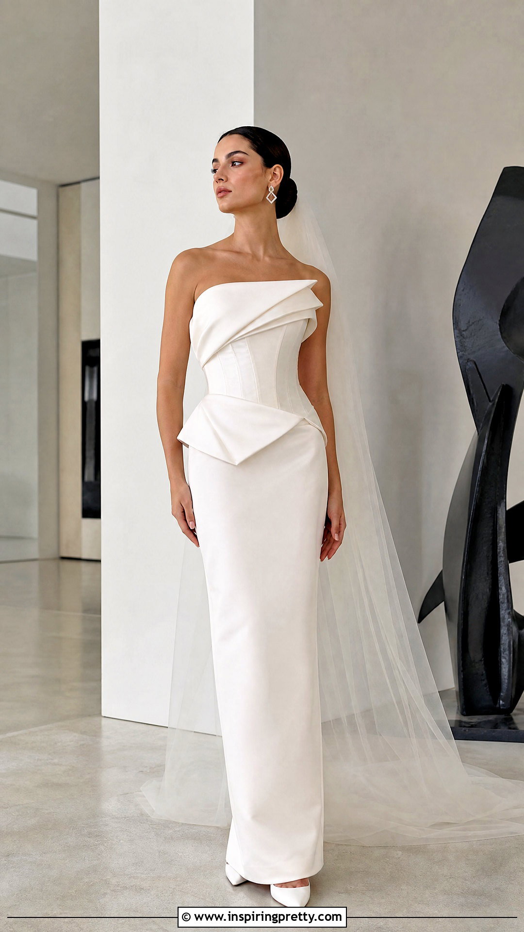 Sculptural Corset Top Column Dress - 50 corset top wedding dress outfit ideas