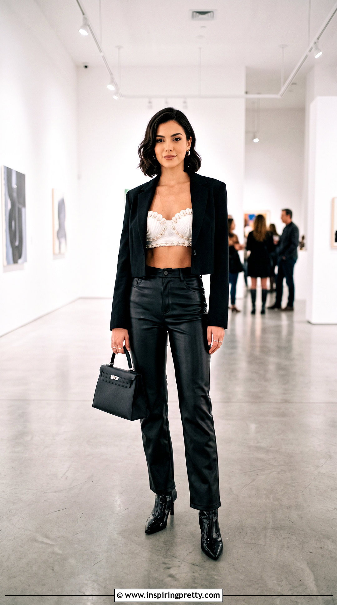 Sea Shell Bra Top With Faux Leather Pants - 20 sea shell bra top outfit ideas