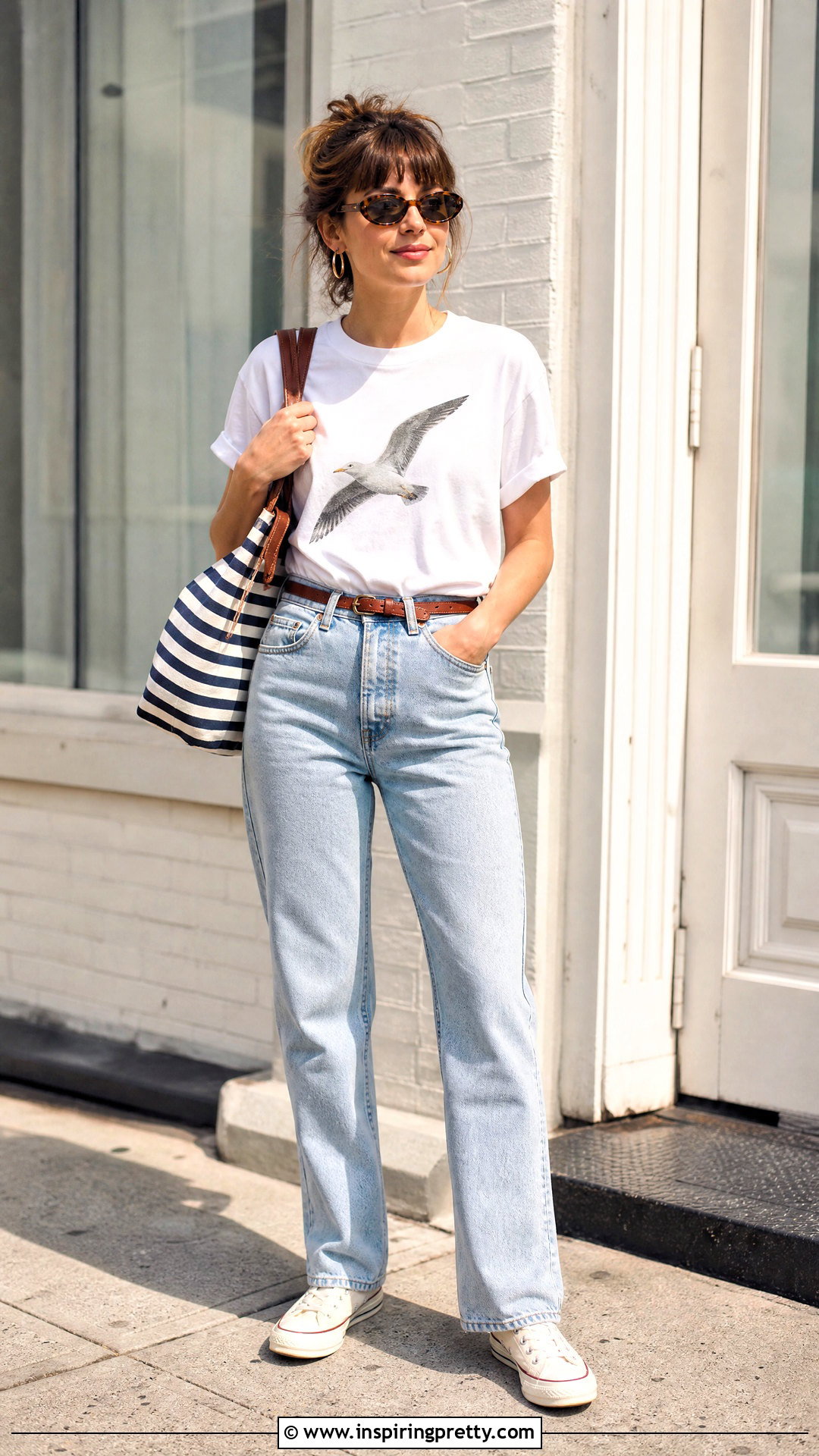 Seagull Top With Light Wash Mom Jeans - 20 seagull top outfit ideas
