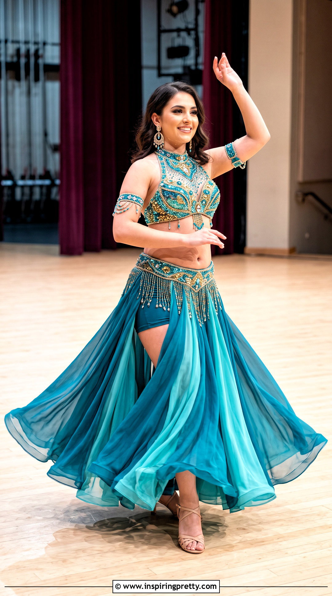 Sequin Belly Dancing Top With Chiffon Skirt - 25 belly dancing tops outfit ideas