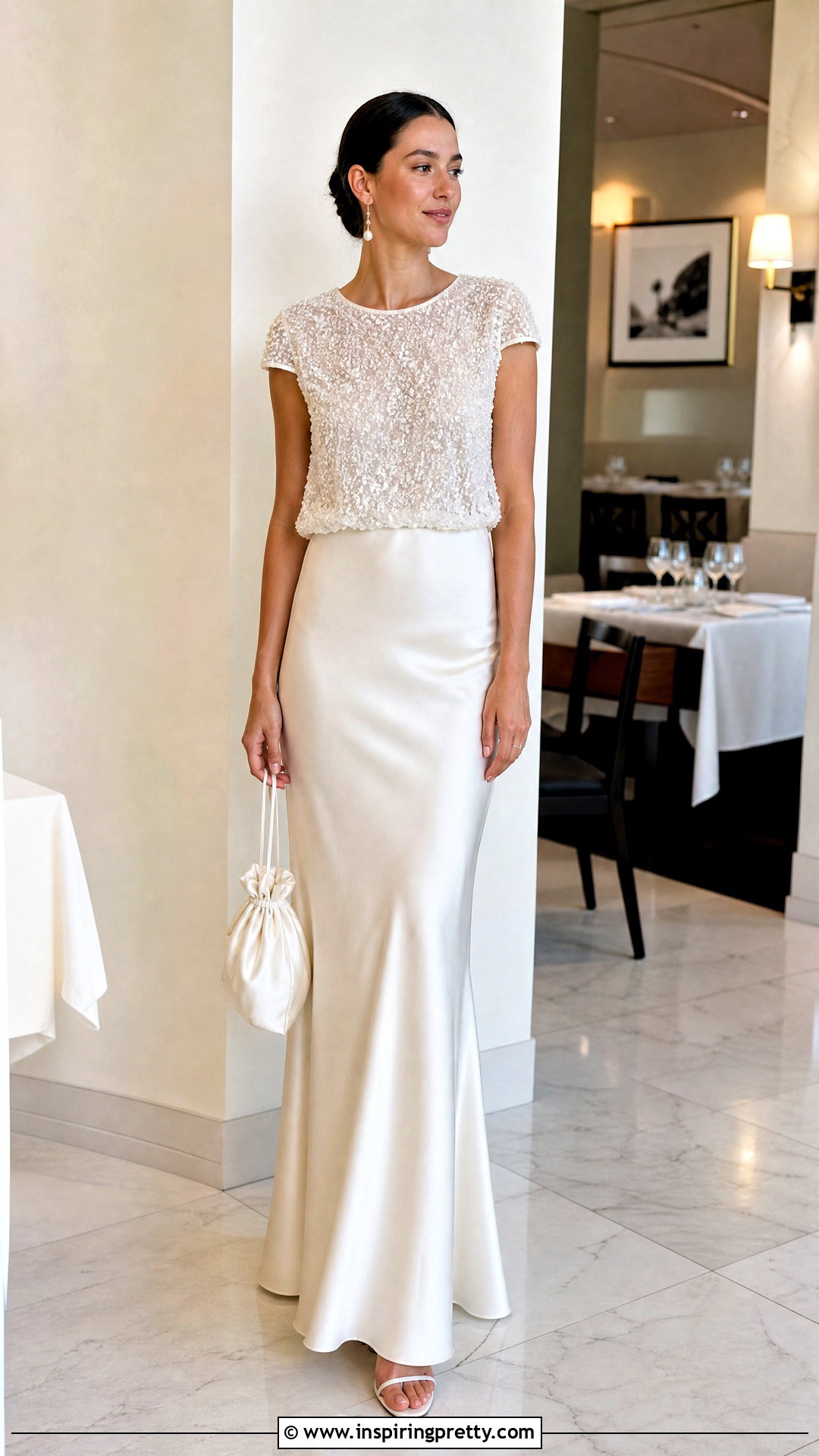 Sequin Bridal Top With Bias Cut Slip Skirt - 20 Sequin Bridal Top outfit ideas