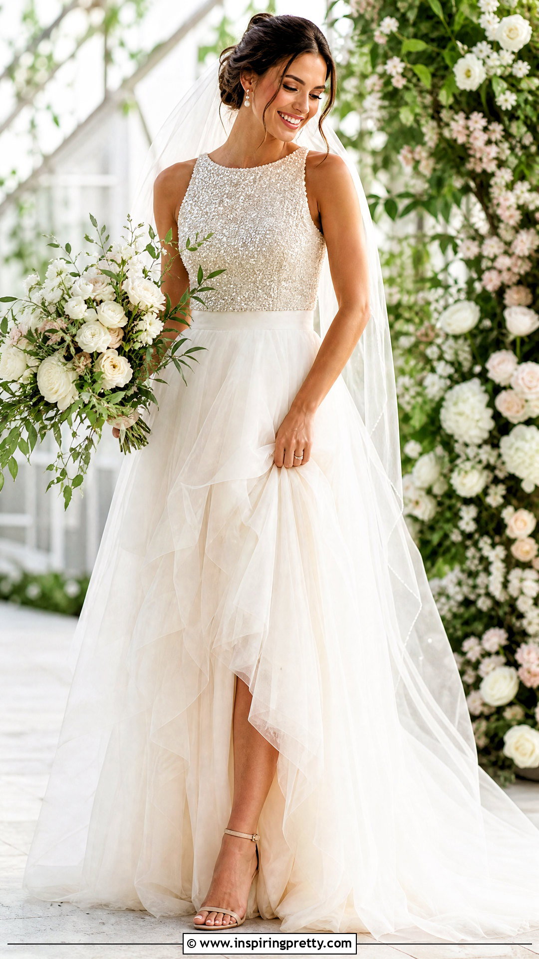 Sequin Bridal Top With Tulle Skirt - 20 Sequin Bridal Top outfit ideas