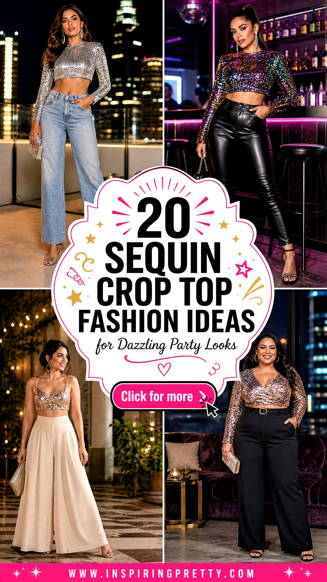 20 Sequin Crop Top Fashion Ideas for Dazzling Party Looks - 20 Sequin Crop Top Fashion Ideas for Dazzling Party Looks