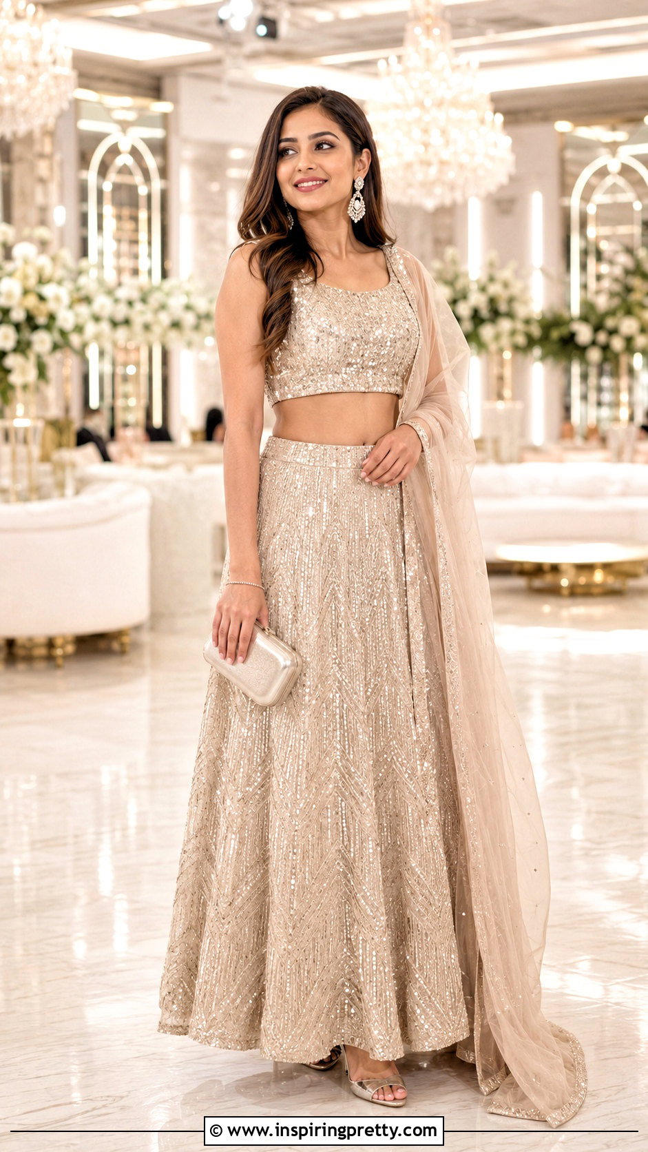 Sequin Crop Top Lehenga - 50 Modern Lehenga Designs Crop Tops outfit ideas
