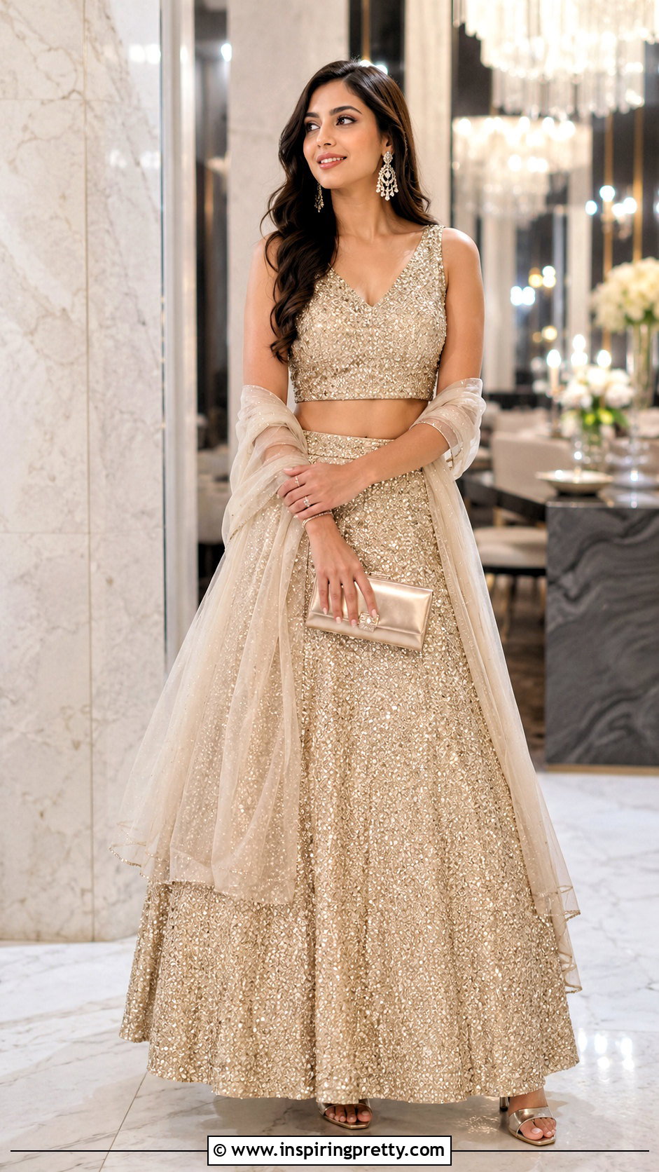 Sequin Crop Top Lehenga - 20 new design crop top lehenga ideas