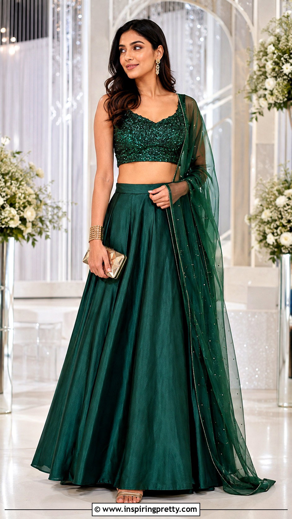 Sequin Crop Top With Minimal Ghagra - 25 ghagra blouse designs crop tops outfit ideas