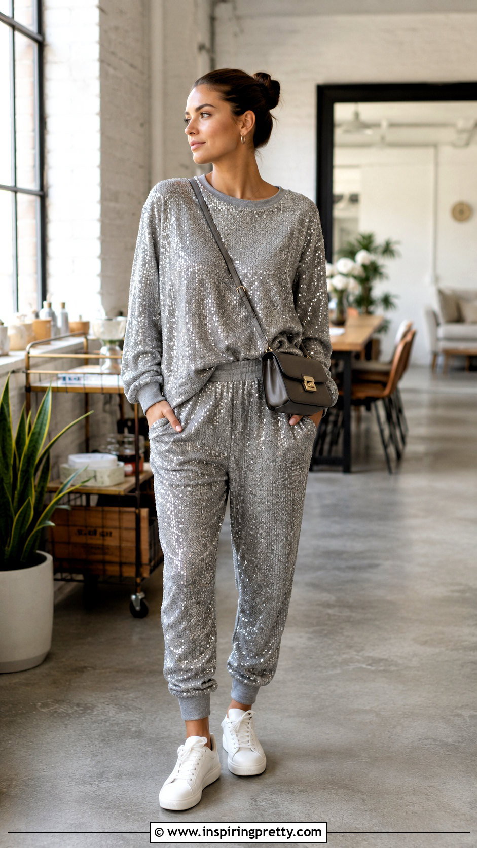 Sequin Jogger Pants And Relaxed Top Set - 25 Sequin Pants And Top Sets