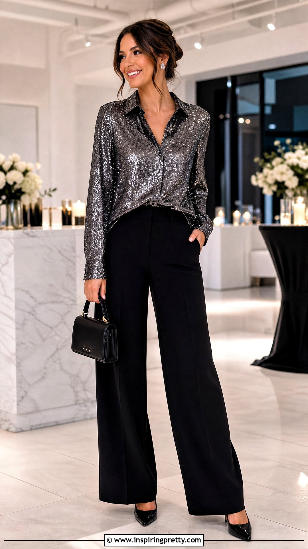 Sequin Shirt With Black Trousers - 50 shirt tops for women