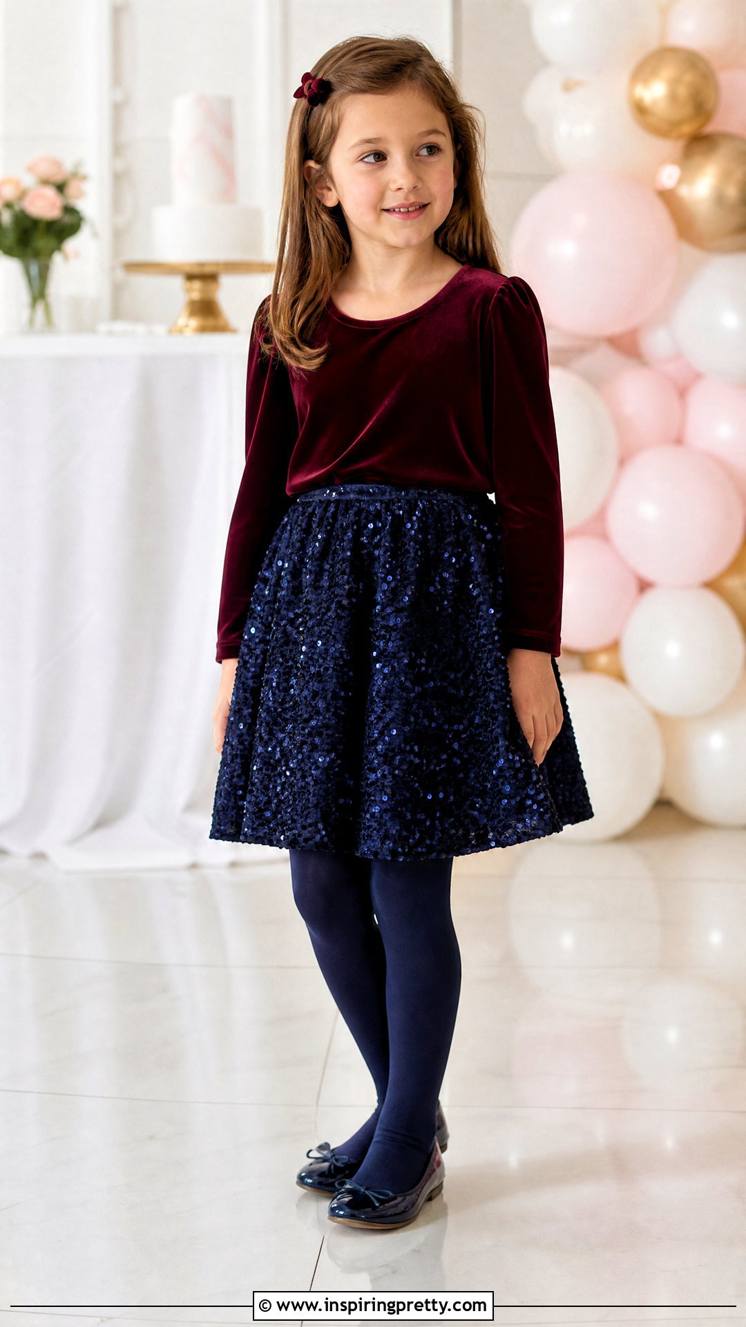 Sequin Skirt With Plain Velvet Top - 50 kids skirt top designs