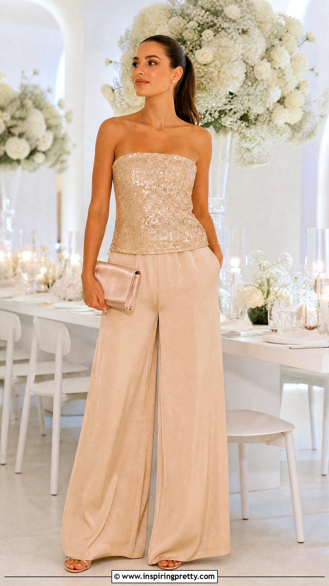 Sequin Strapless Top And Pants Set - 25 strapless top and pants sets