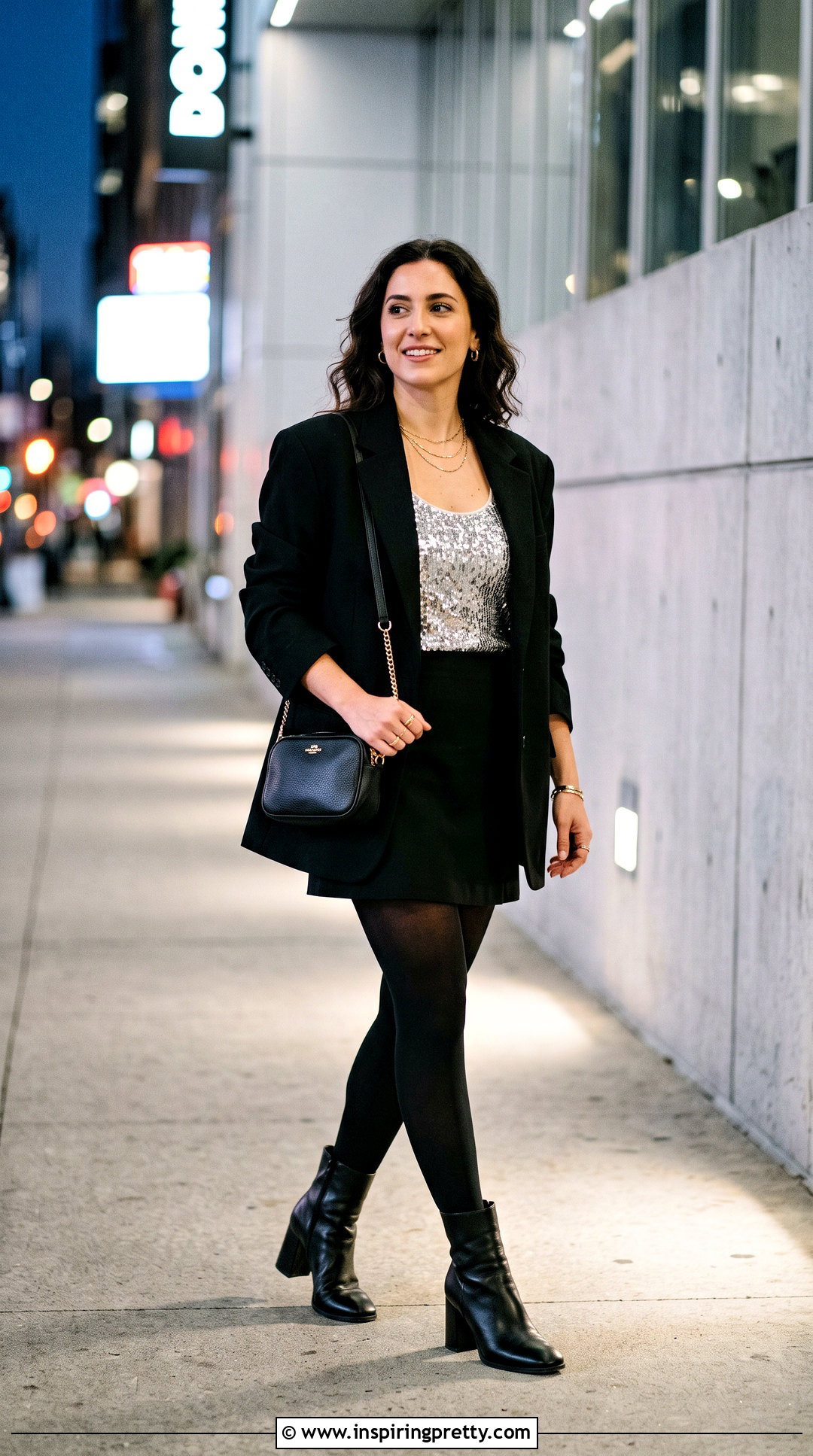 Sequin Tank Top With Mini Skirt And Ankle Boots - How To Wear A Sequin Tank Top (25 Ways)