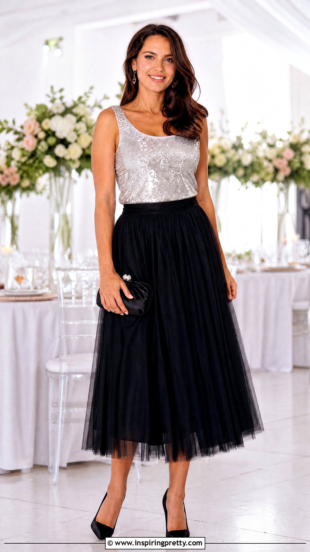Sequin Tank Top With Tulle Midi Skirt - How To Wear A Sequin Tank Top (25 Ways)