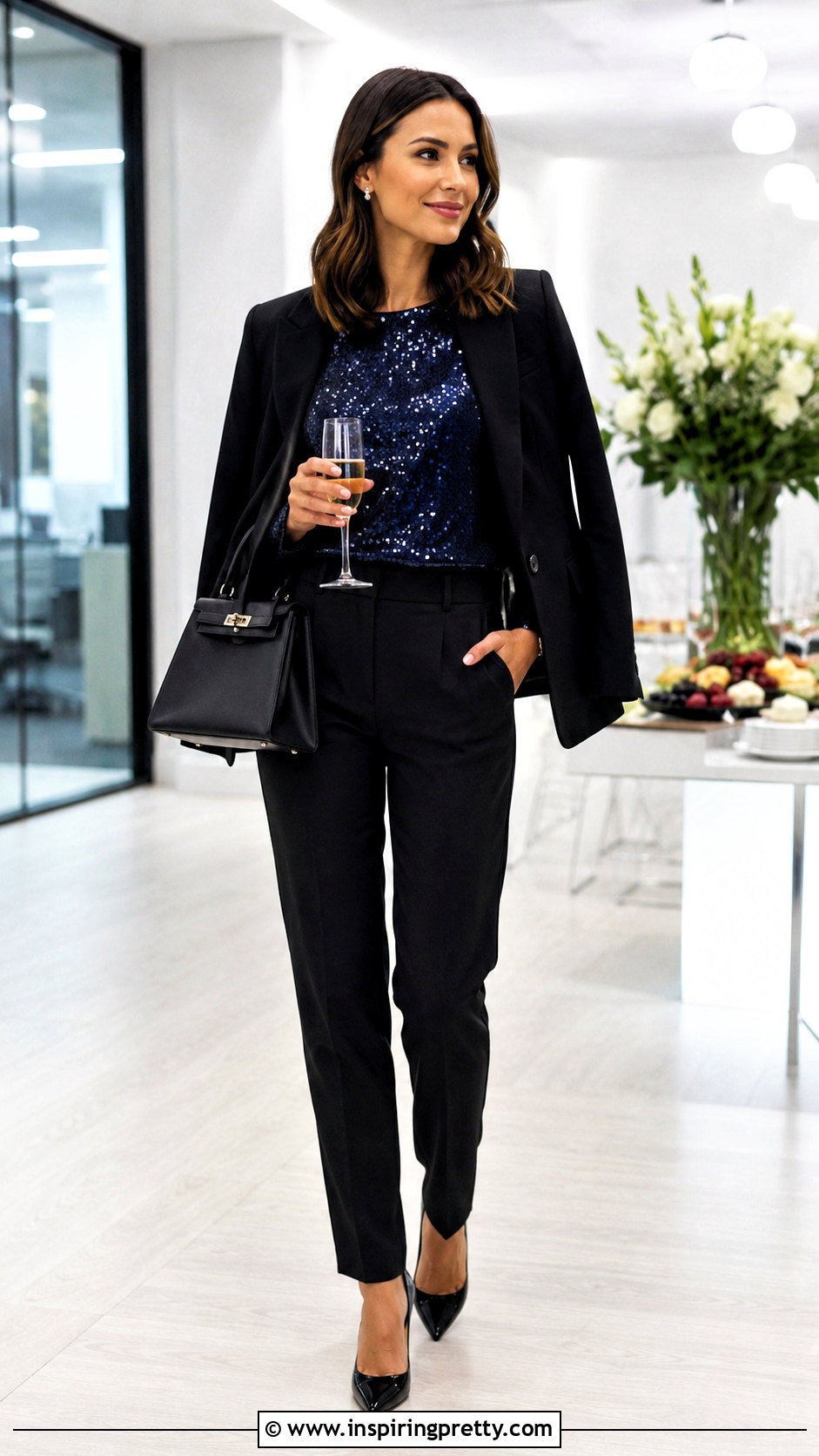 Sequin Top Office Party Outfit - 50 sequence top outfit ideas