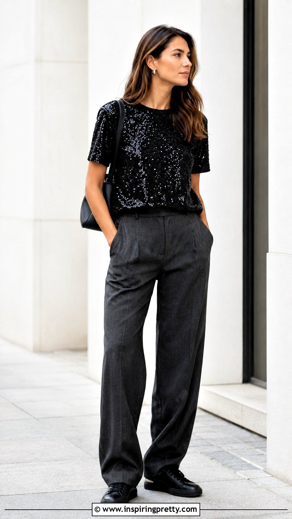 Sequin Top With Monochrome Casual Pants - 20 sequin top casual styles