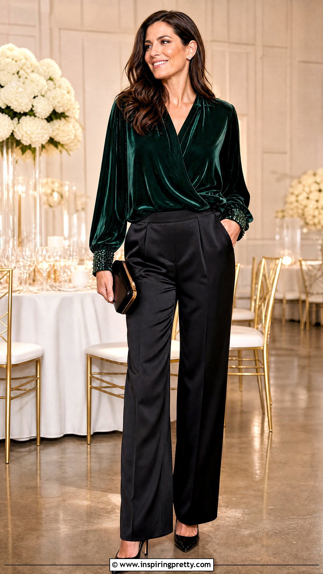Sequin Velvet Top With Satin Trousers - 20 velvet tops for ladies