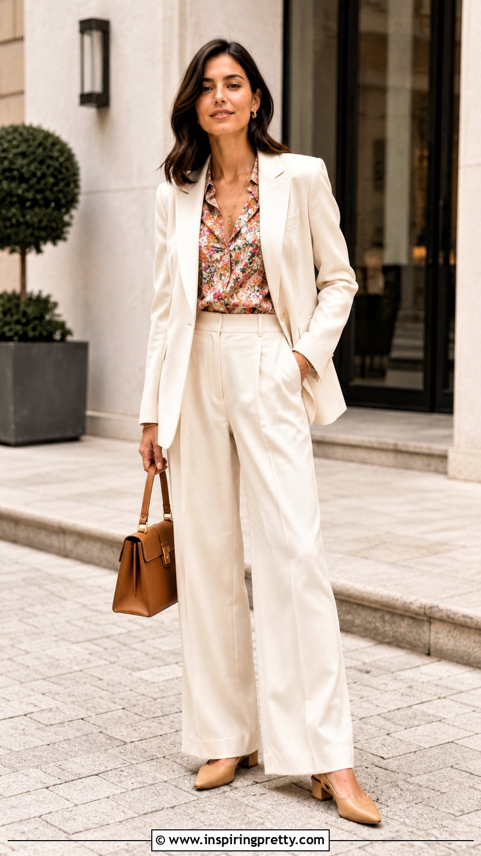 Sezane Floral Top With Cream Suit - 25 sezane floral top outfit ideas