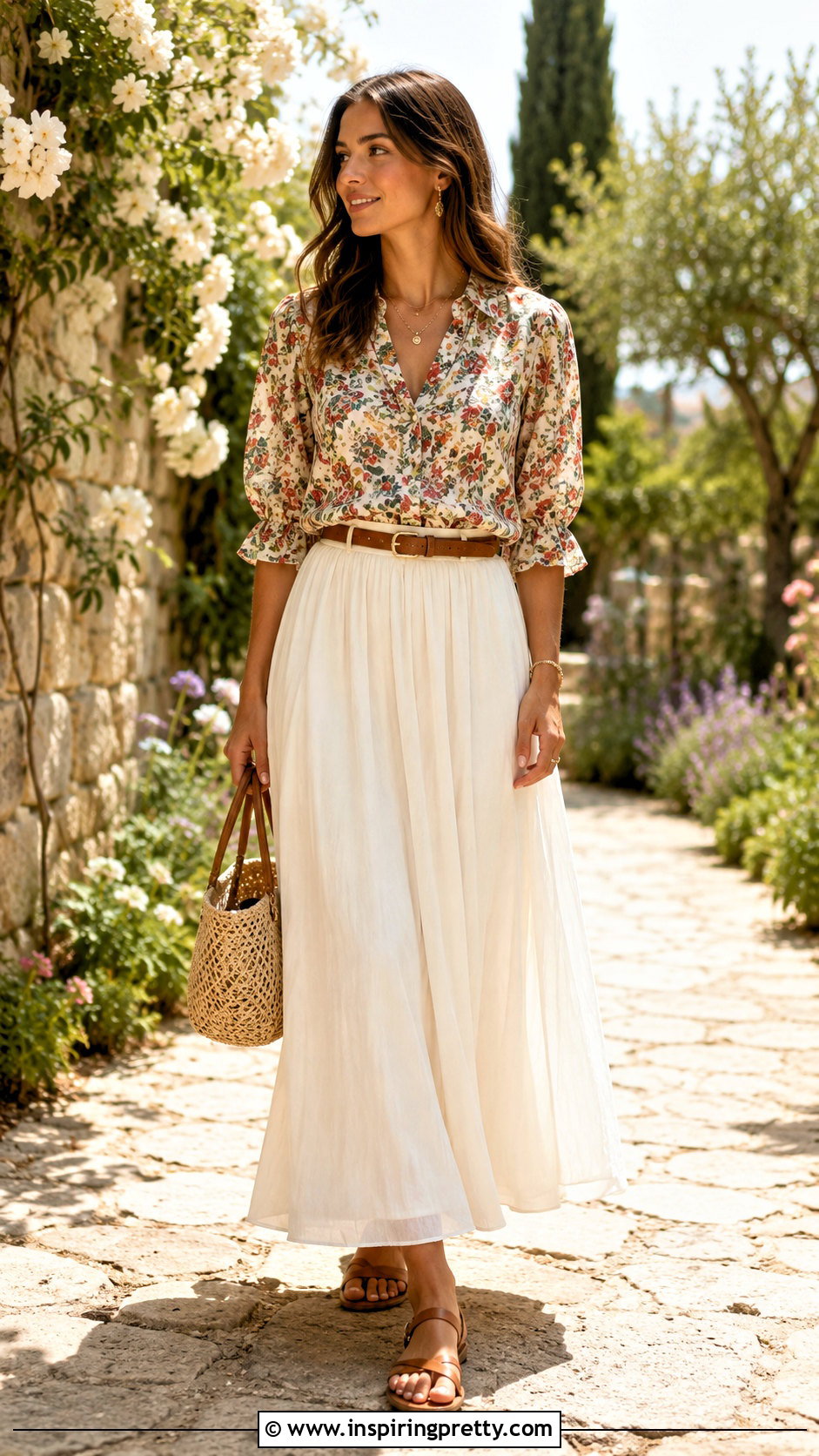 Sezane Floral Top With Flowy Maxi Skirt - 25 sezane floral top outfit ideas