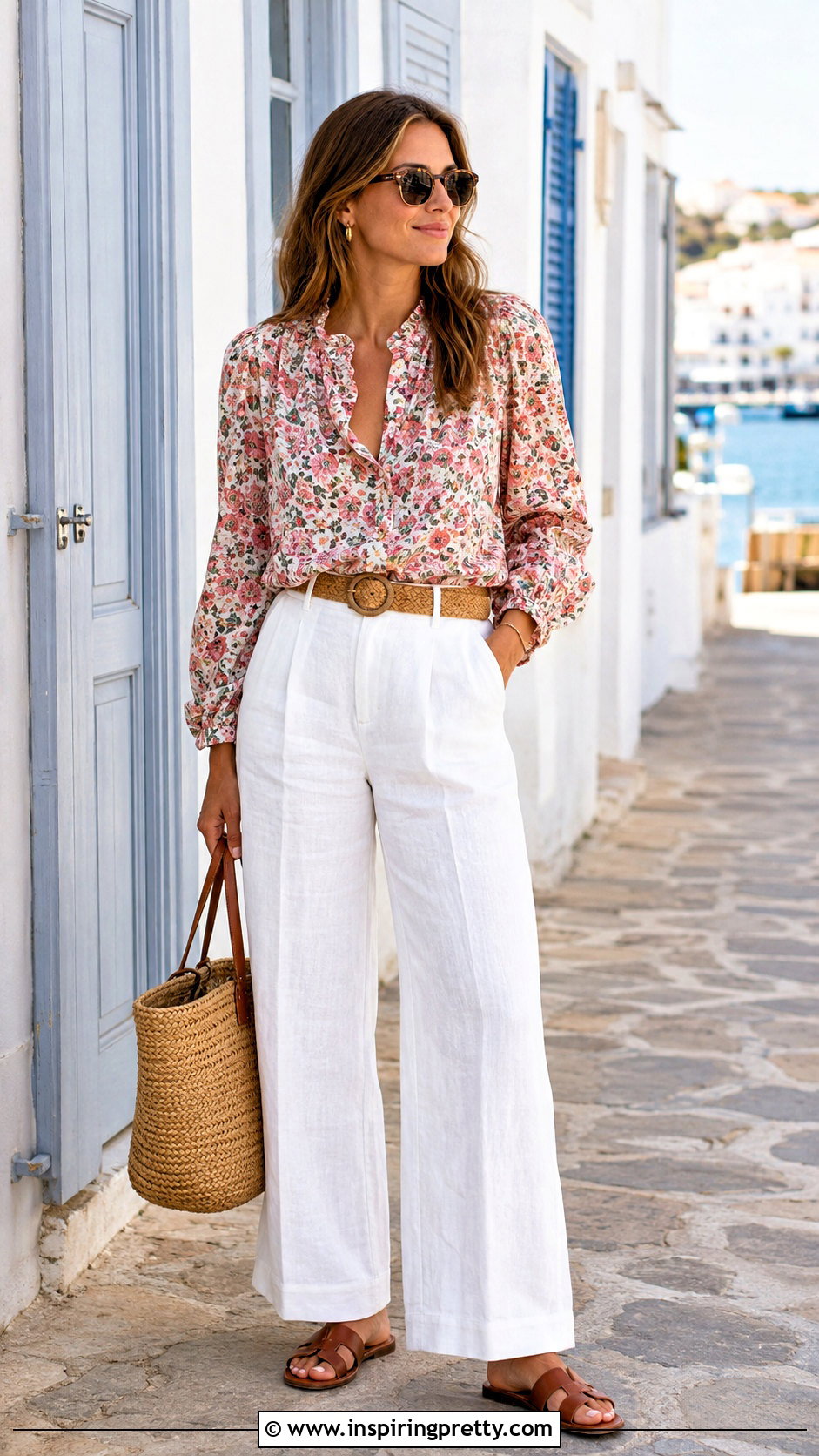Sezane Floral Top With White Linen Pants - 25 sezane floral top outfit ideas