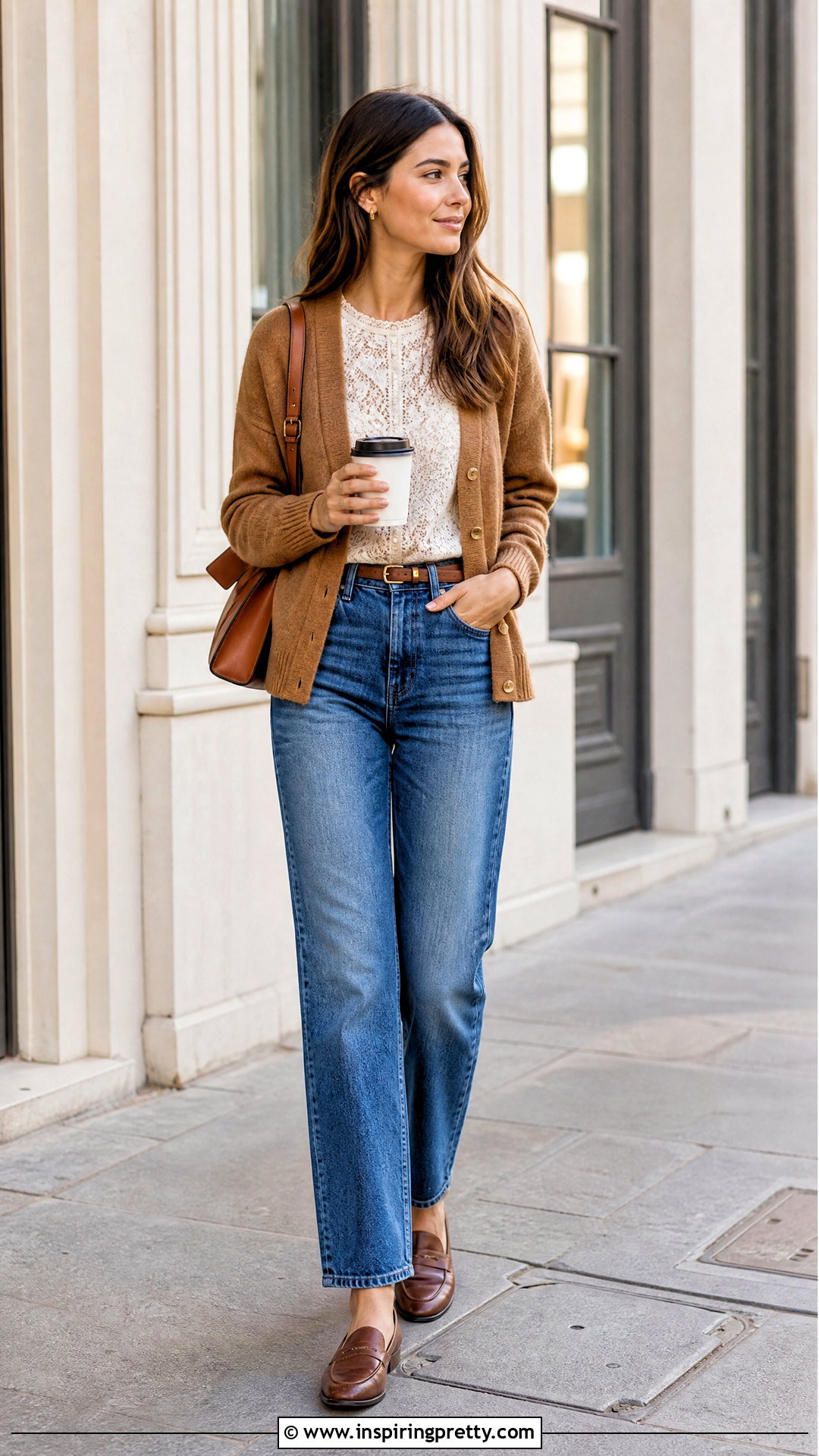 Sezane White Lace Top With Knit Cardigan And Jeans - 20 sezane white lace top outfit ideas