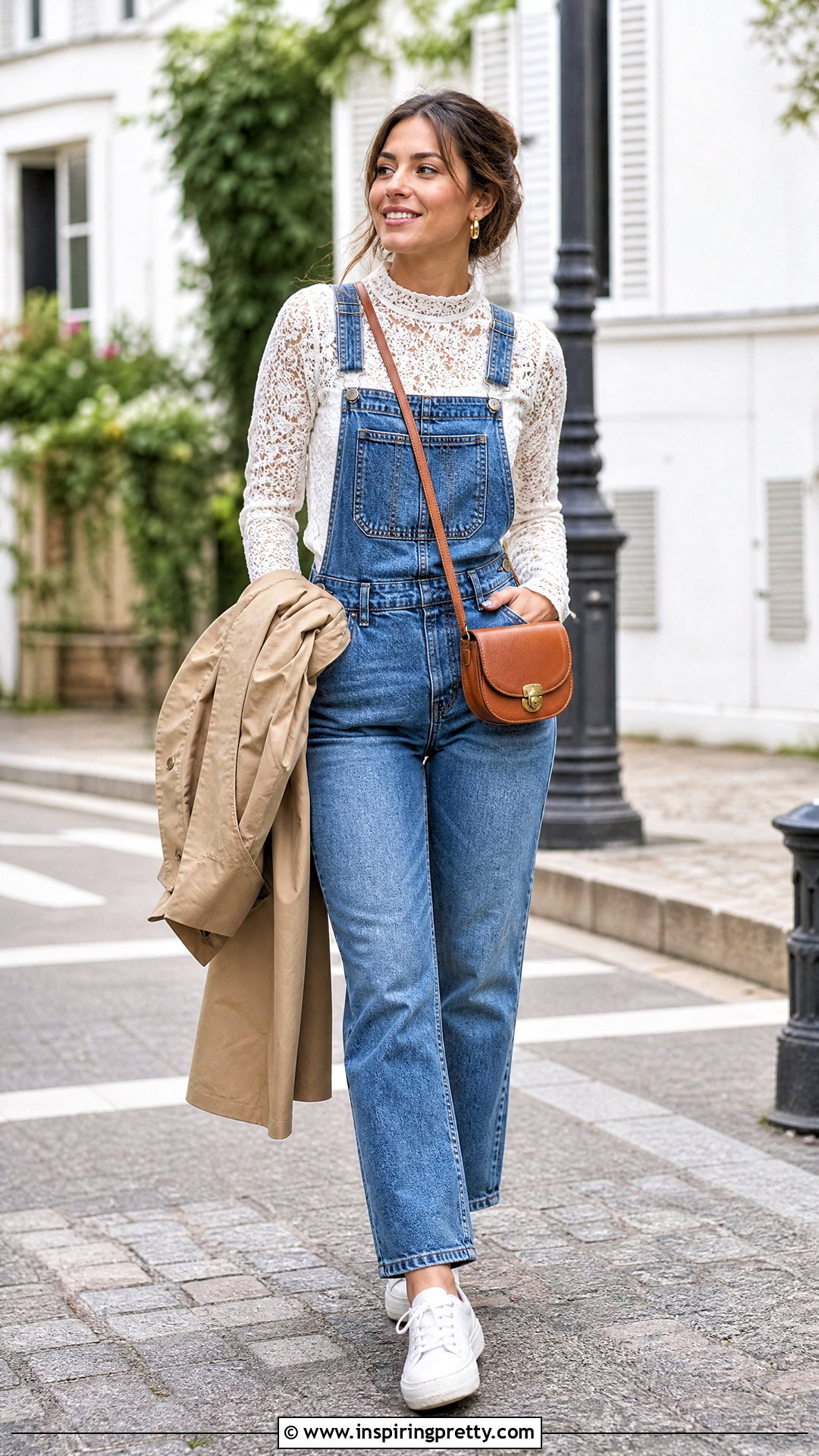 Sezane White Lace Top With Overalls - 20 sezane white lace top outfit ideas