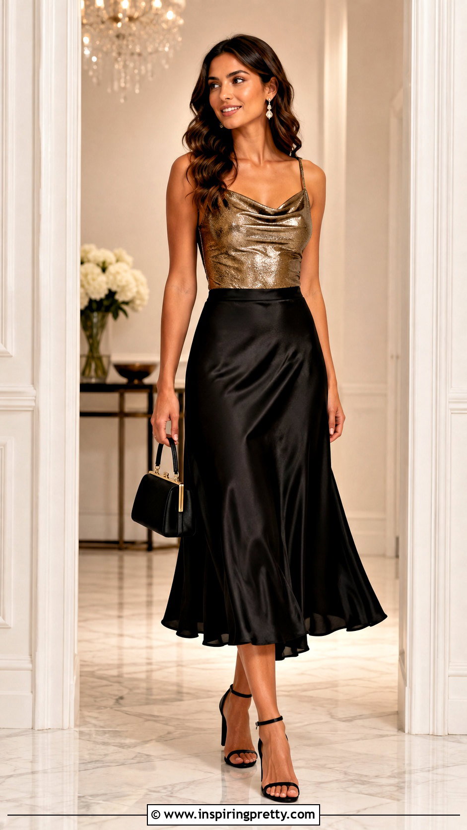 Shakira Gold Top With Satin Midi Skirt - 25 shakira gold top outfit ideas