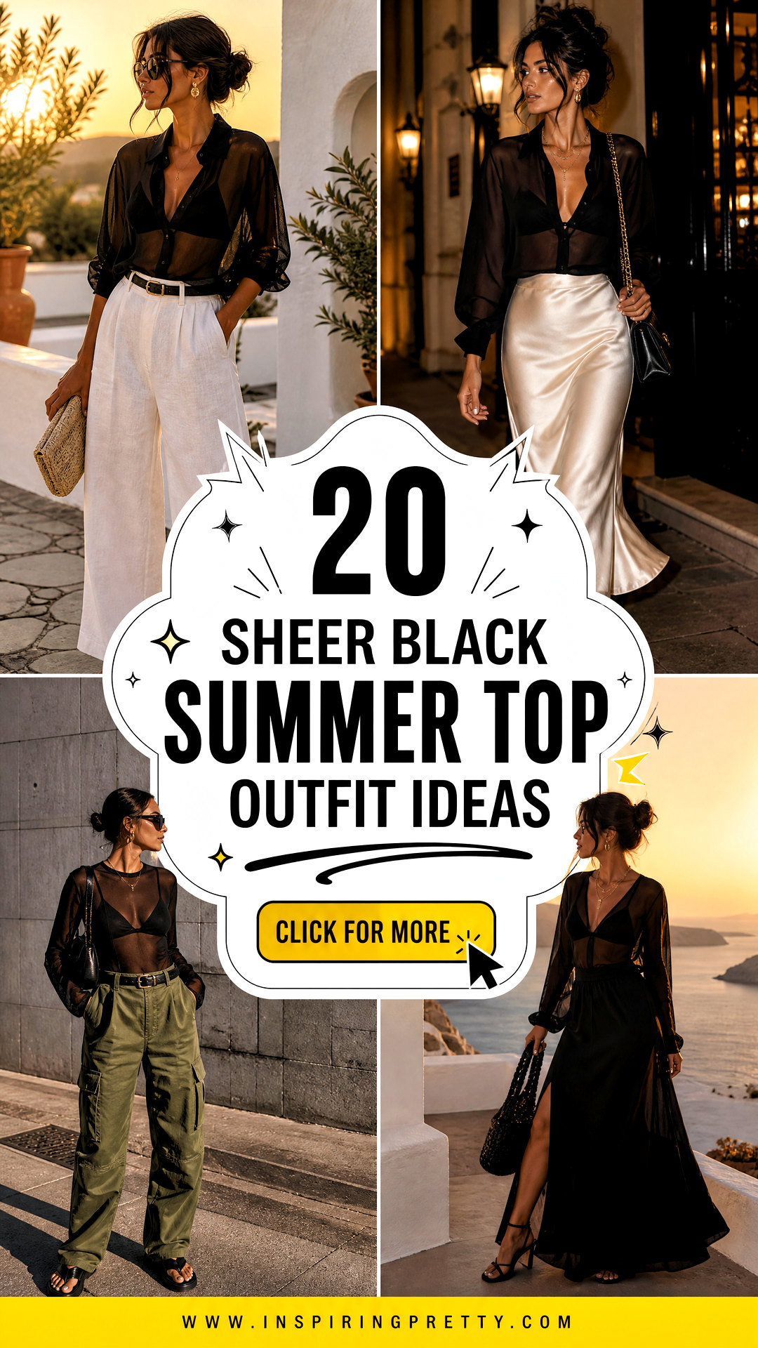 20 Sheer Black Summer Top Outfit Ideas for Chic Nights Out - 20 Sheer Black Summer Top Outfit Ideas for Chic Nights Out