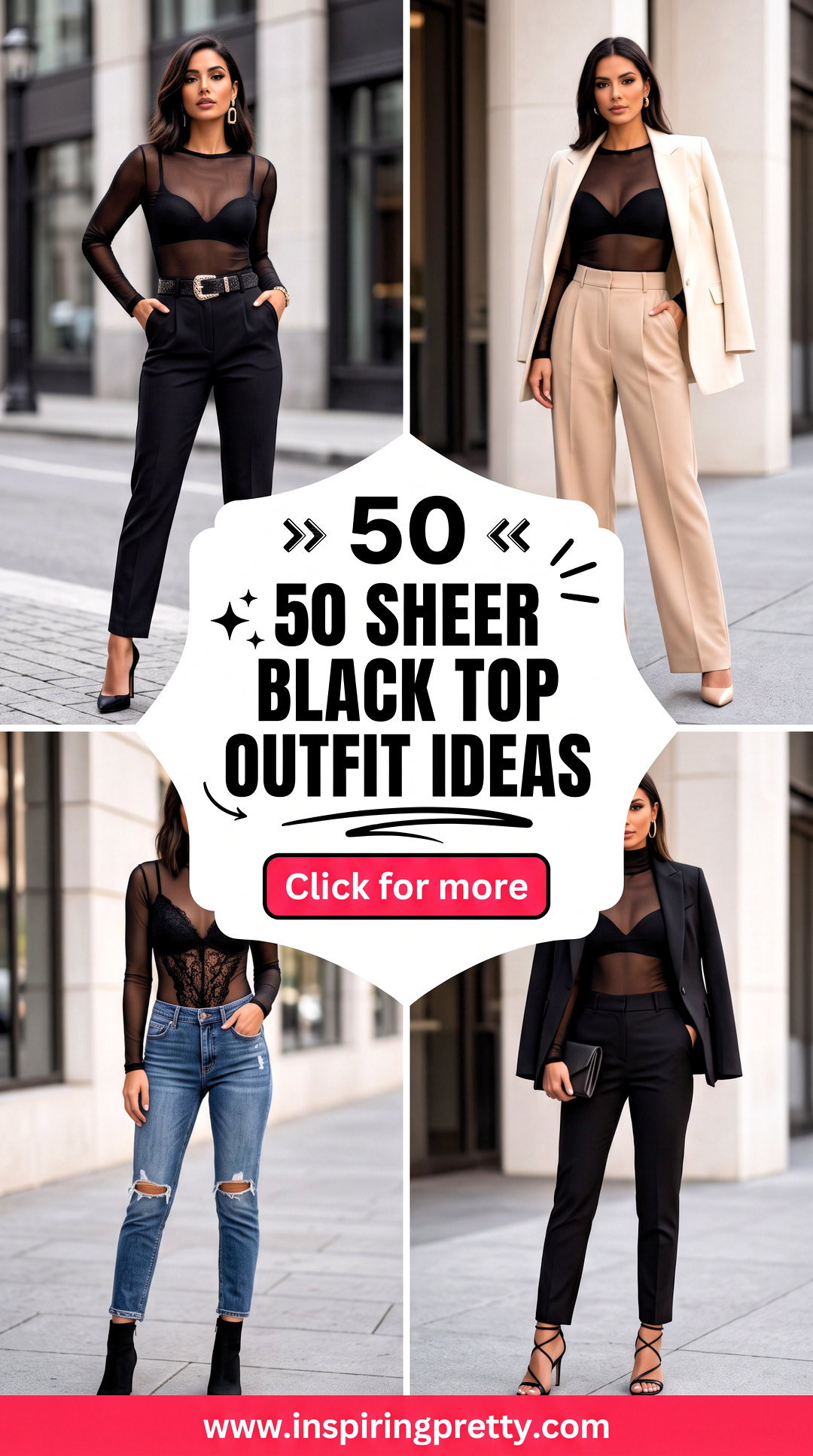 50 Sheer Black Top Outfit Ideas for Elegant Night-Out Style - 50 Sheer Black Top Outfit Ideas for Elegant Night-Out Style
