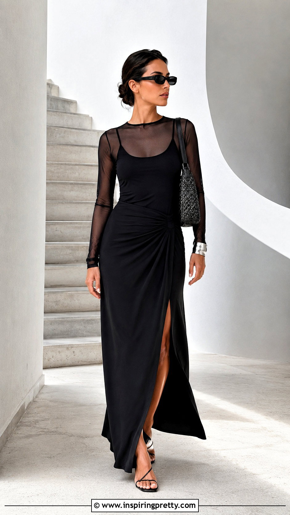 Sheer Black Top With Bright Trousers - 20 Sheer Black Summer Top outfit ideas