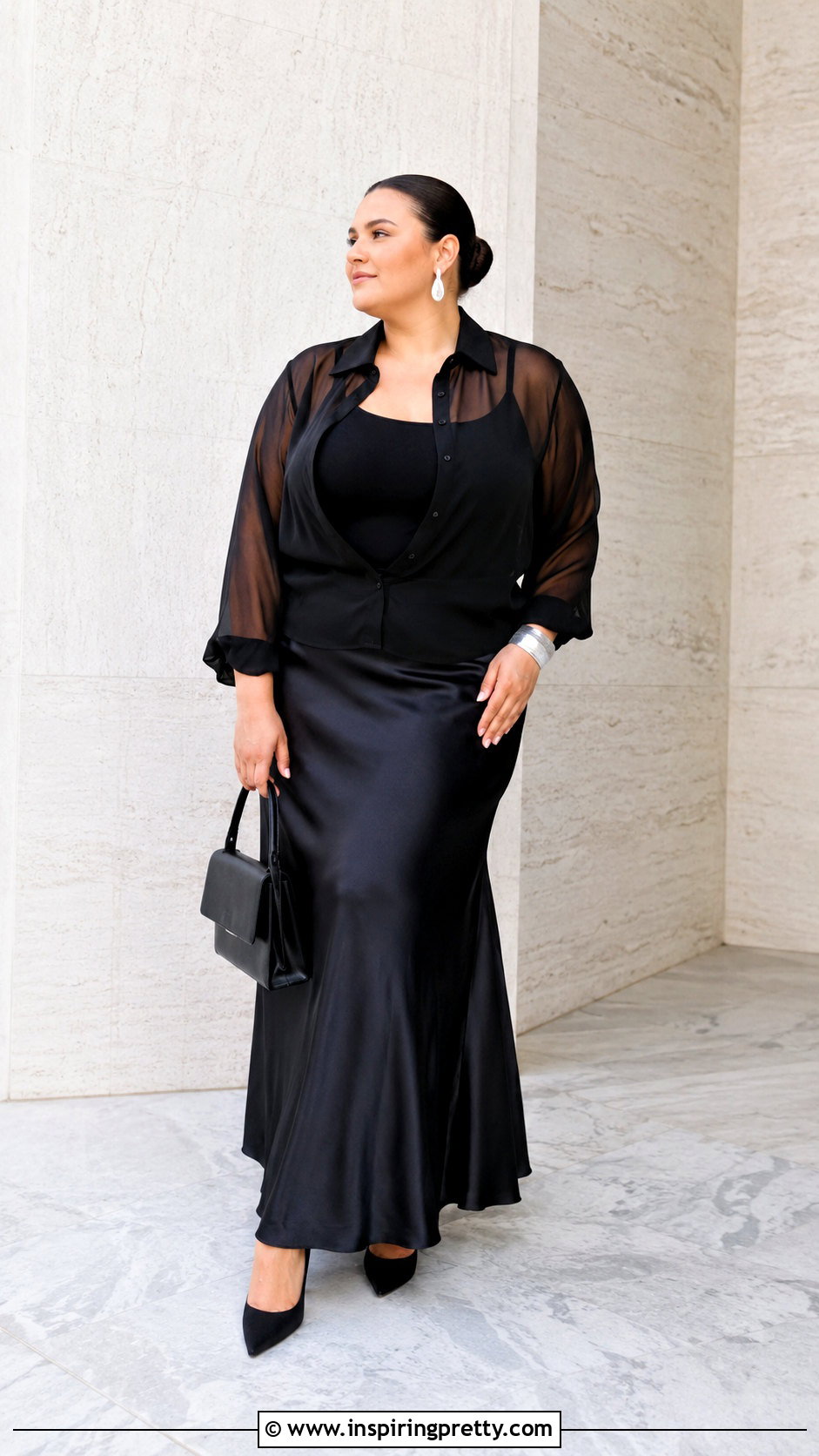 Sheer Black Top With Maxi Skirt - 25 elegant sheer top outfit ideas