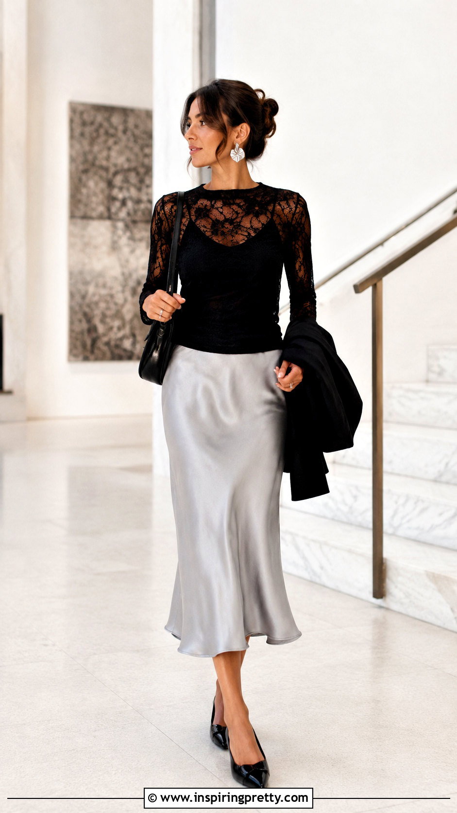 Sheer Black Top With Slip Skirt - 50 sheer black top outfit ideas