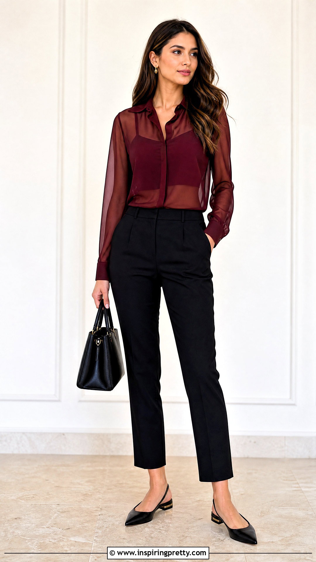 Sheer Blouse Over Camisole Layered Outfit - 50 layered tops outfit ideas