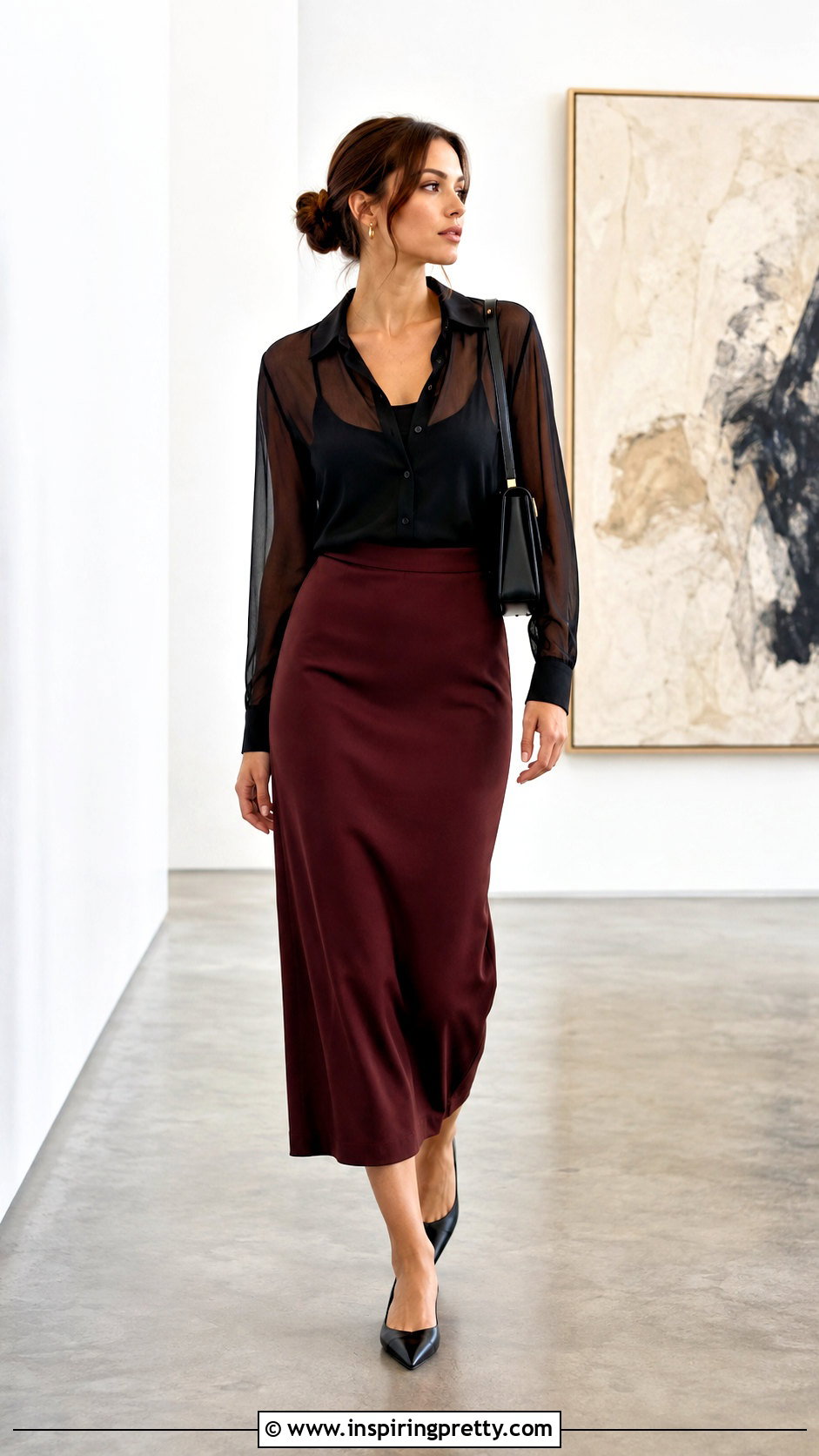 Sheer Blouse Tank And Midi Skirt Layering Outfit - 50 top layering ideas