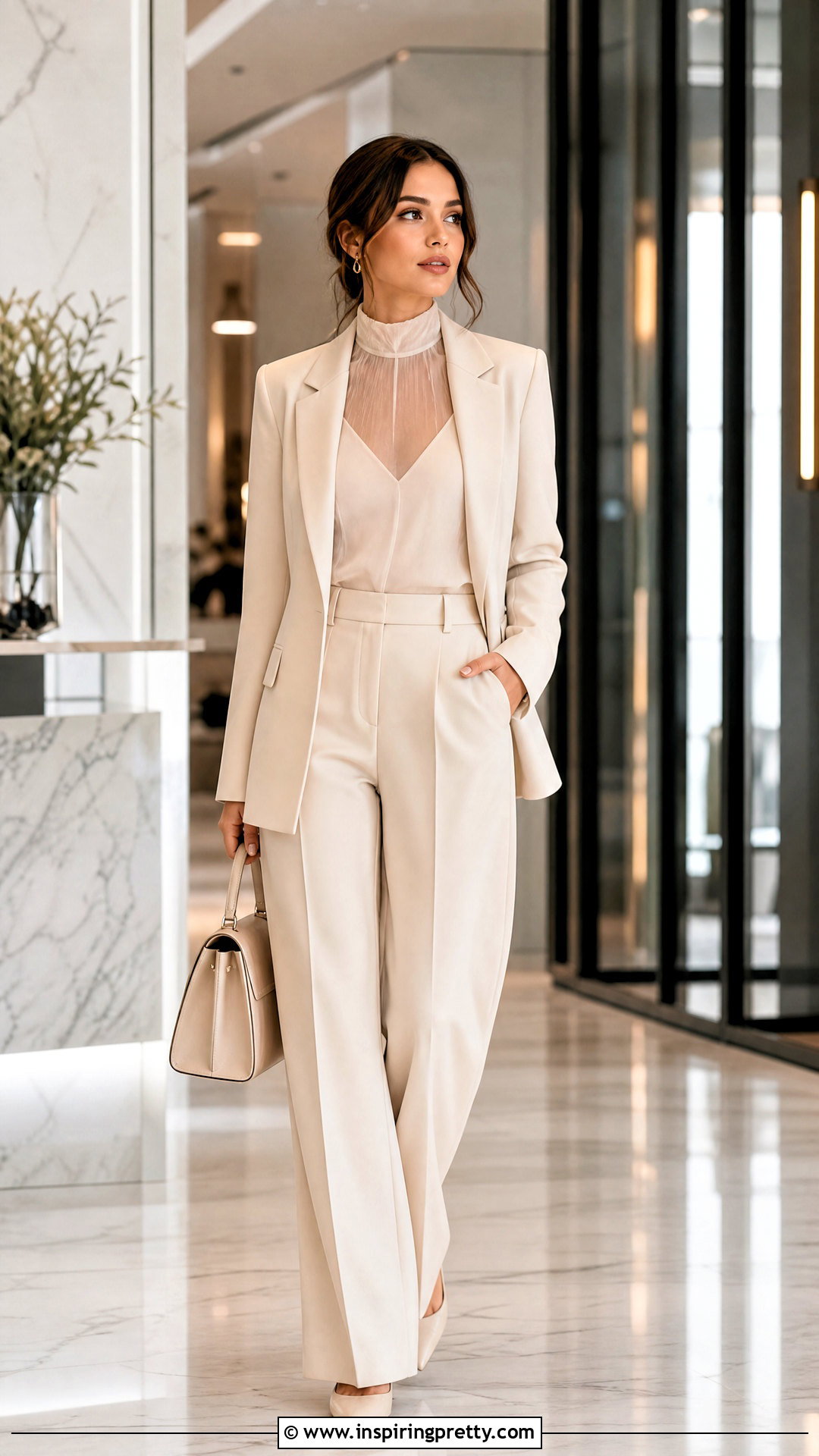 Sheer Blouse With A Matching Suit - 20 sheer fabric fashion top outfit ideas