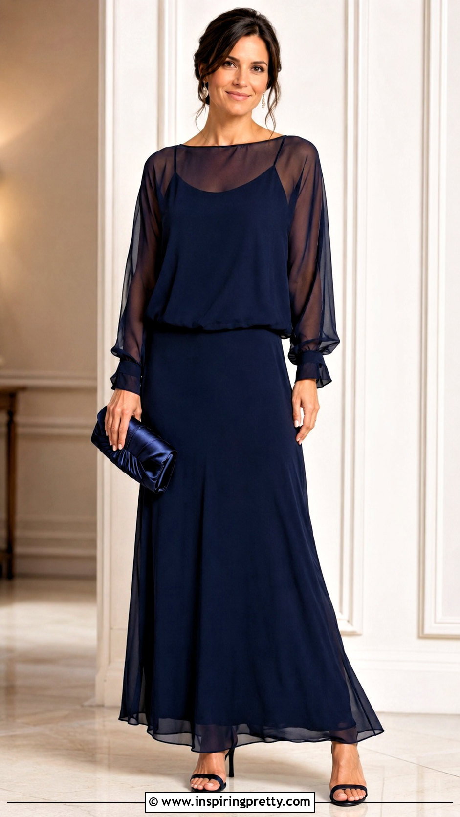 Sheer Blouse With Camisole And Maxi Skirt - 25 special occasion tops outfit ideas