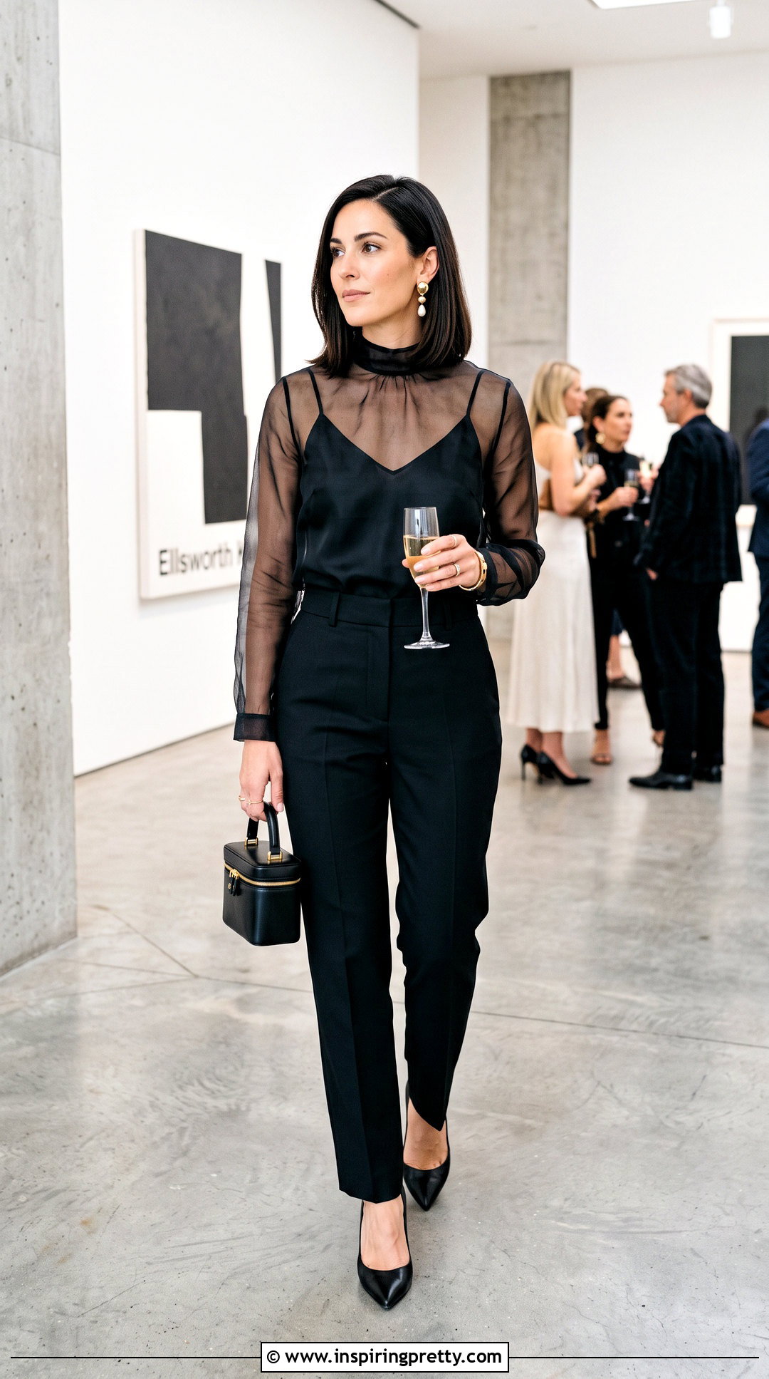 Sheer Blouse With Matching Camisole And Trousers - 50 elegant tops for women