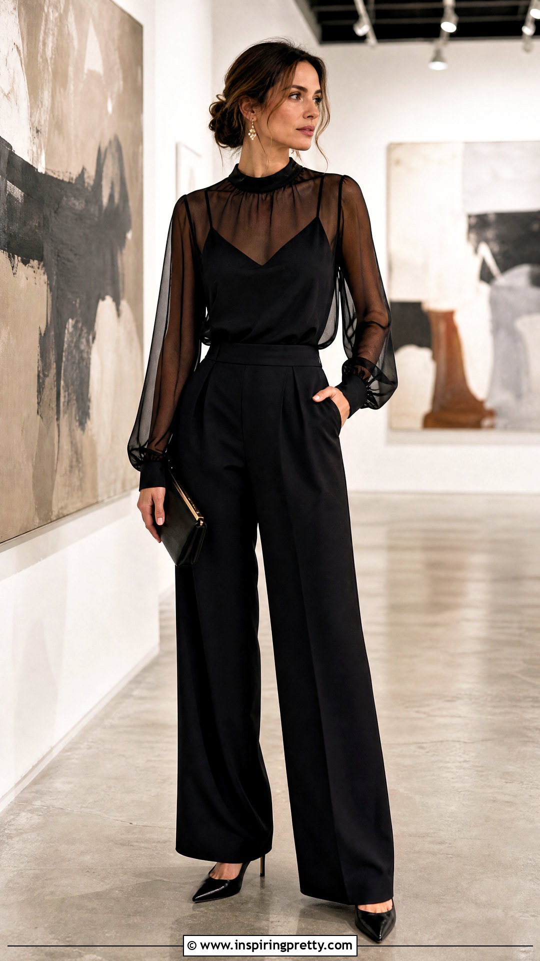 Sheer Blouse With Tonal Camisole And Trousers - 50 elegant tops and blouses