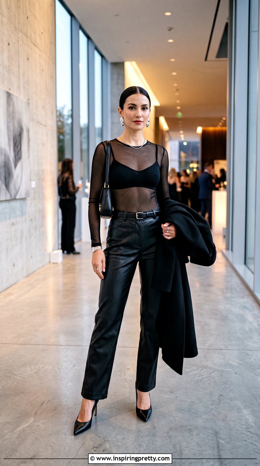 Sheer Bra Top With Leather Pants - 25 sheer bra top outfit ideas