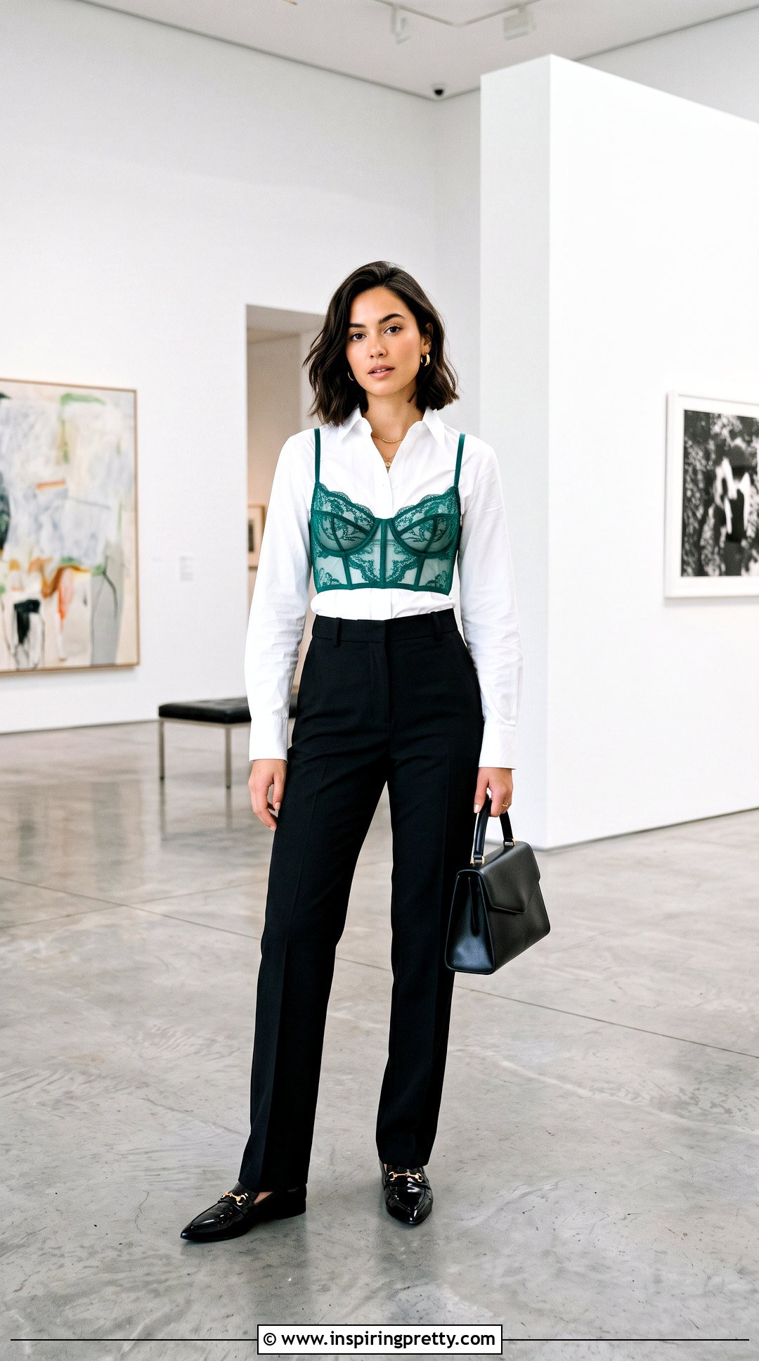 Sheer Bralette Top Over A White Shirt - 20 sheer bralette top outfit ideas