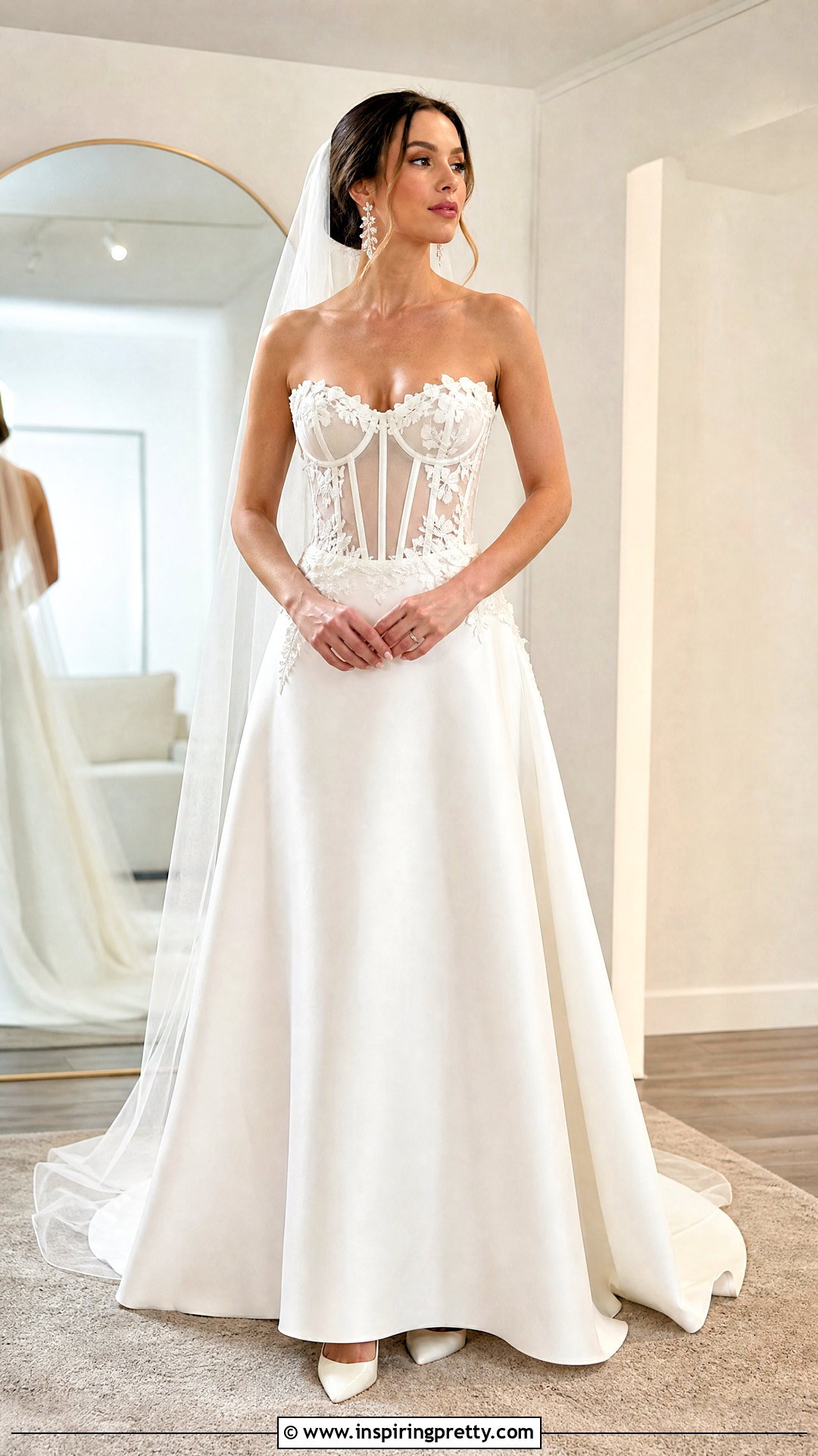 Sheer Corset Bustier Wedding Dress - 25 wedding dress with bustier top outfit ideas