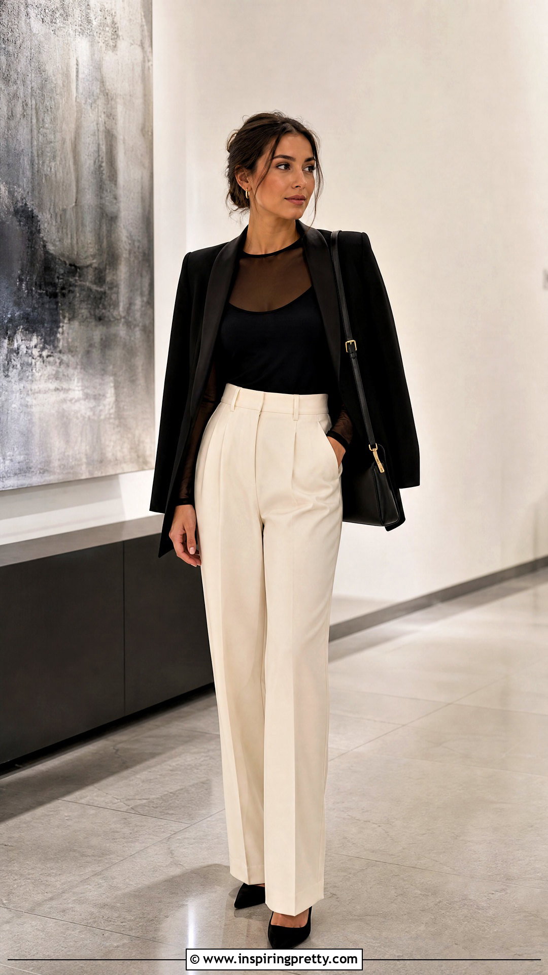 Sheer Full Sleeve Top With High Waisted Pants - 50 full sleeve top outfits